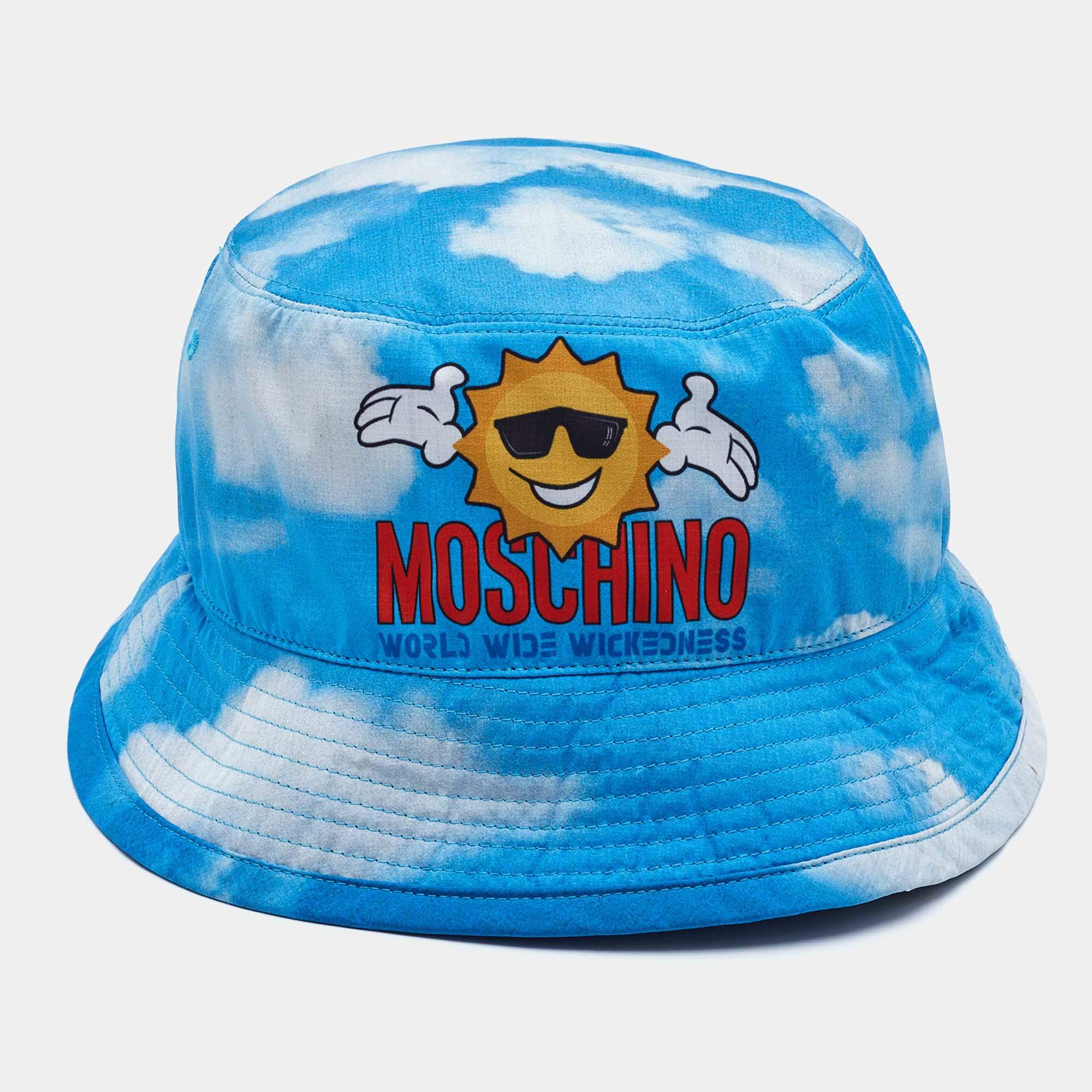 Moschino Blue/White Printed Tie/Dye Bucket Hat M