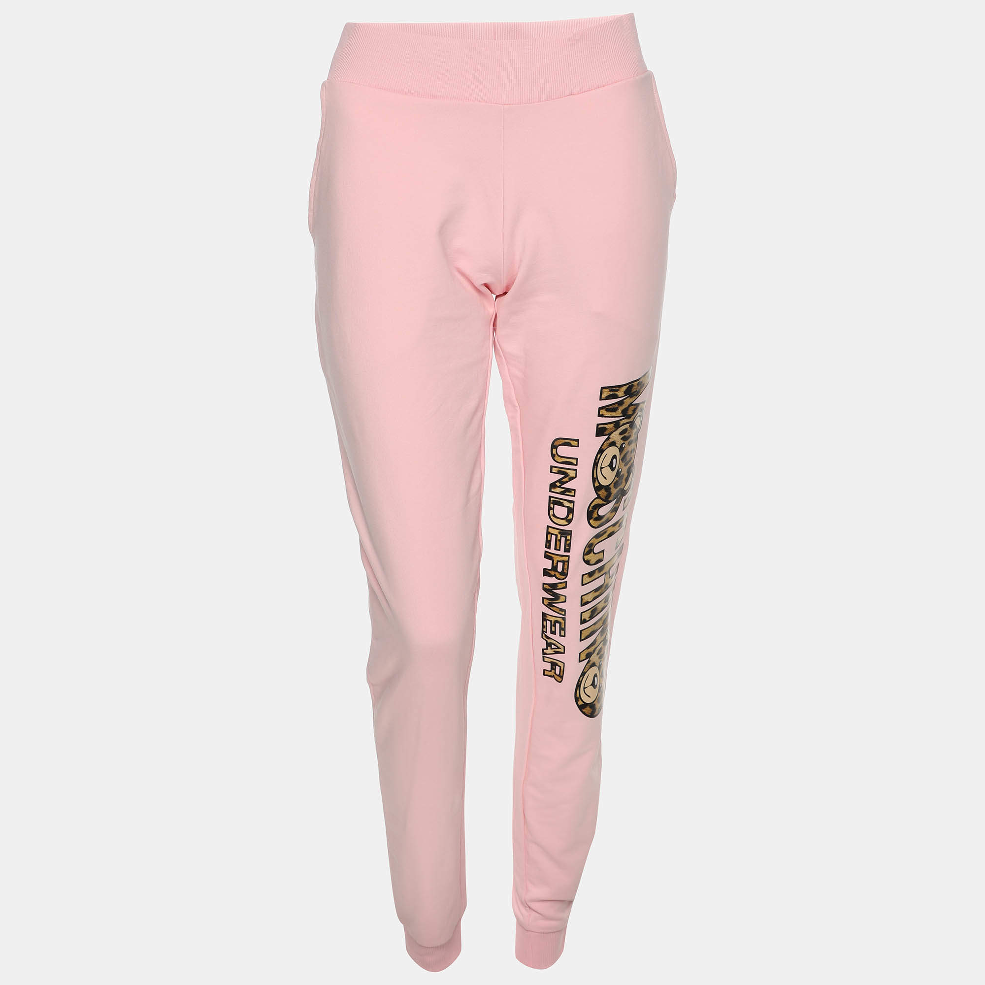 Moschino Pink Cotton Logo Underwear Jogger Pants S