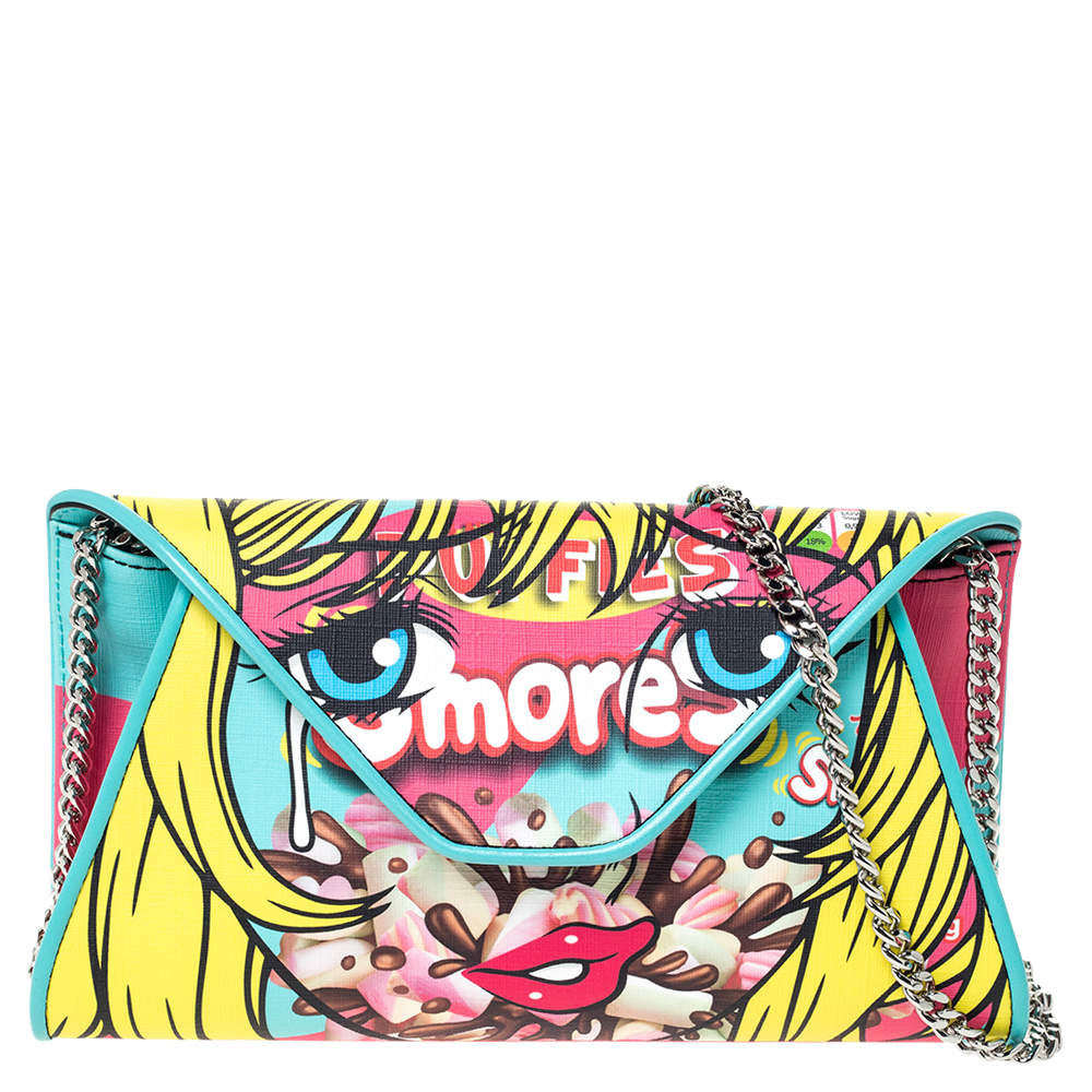 Pre Owned Moschino Multicolor Leather Smores Chain Clutch