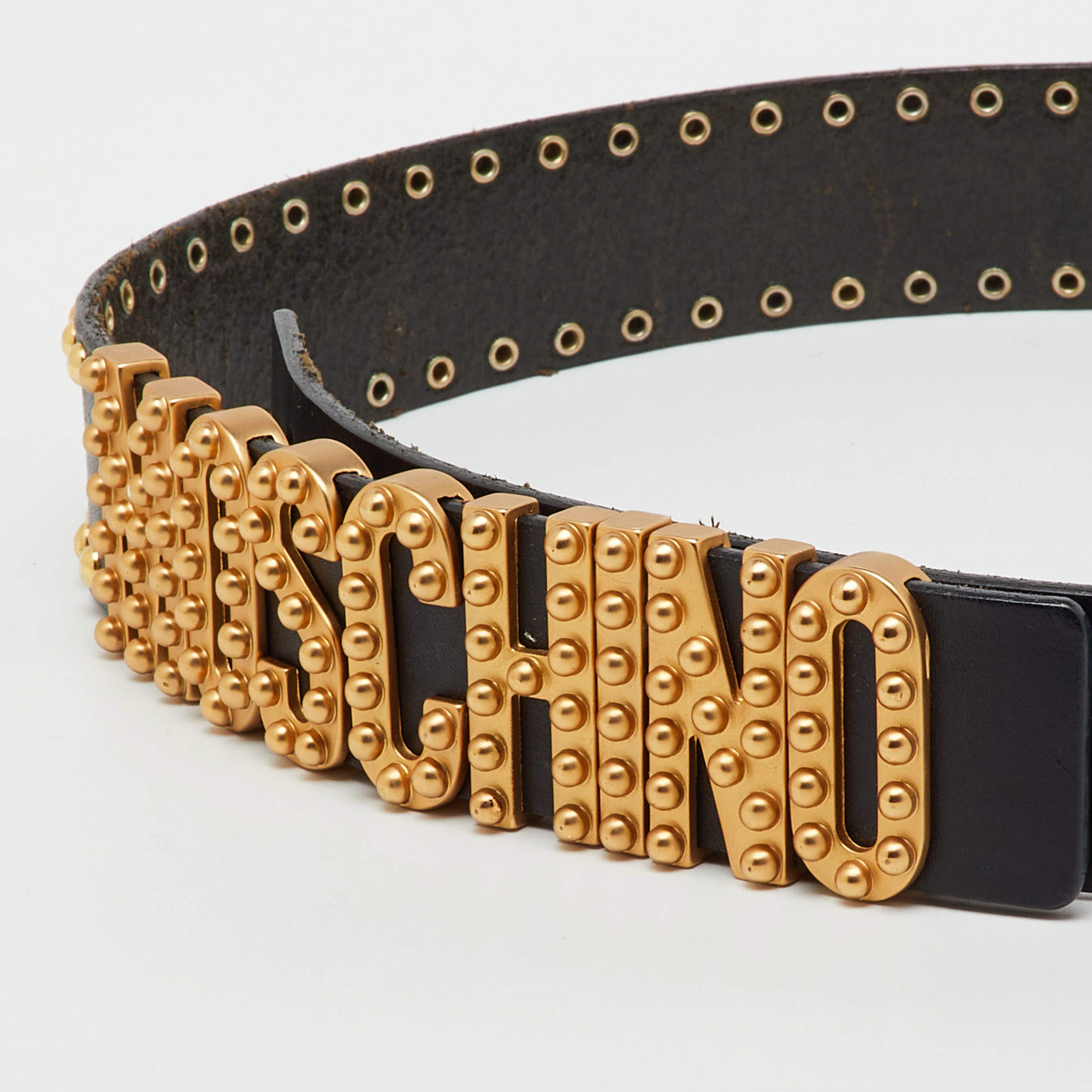 MOSCHINO ベルト Moschino White Belt with Gold Logo Letters – David Lawrence