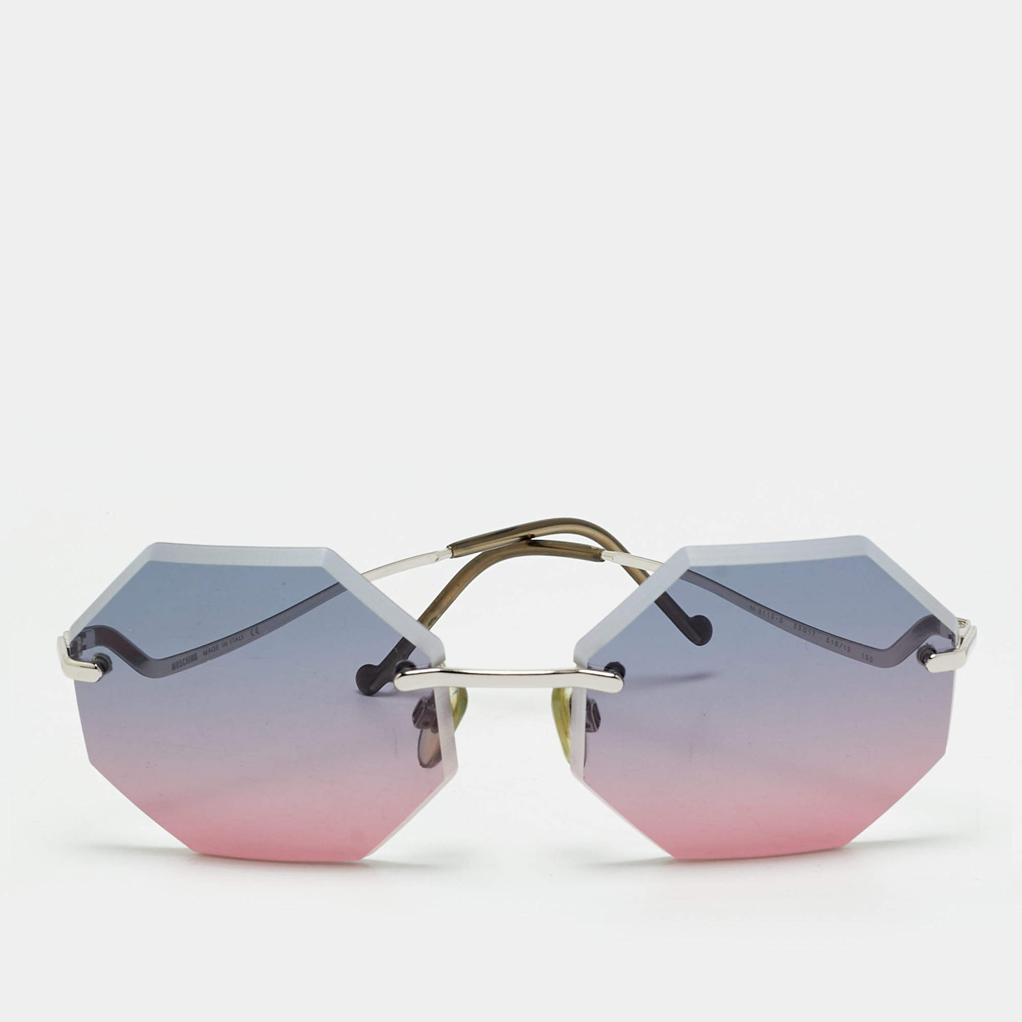 مملوكة مسبقًا Moschino Blue/Pink Gradient M311 S Rimless Geometric Sunglasses