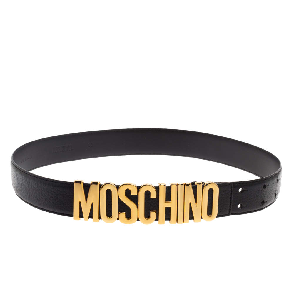 Moschino Black Leather Redwall Logo Waist Belt 80CM Moschino | The ...