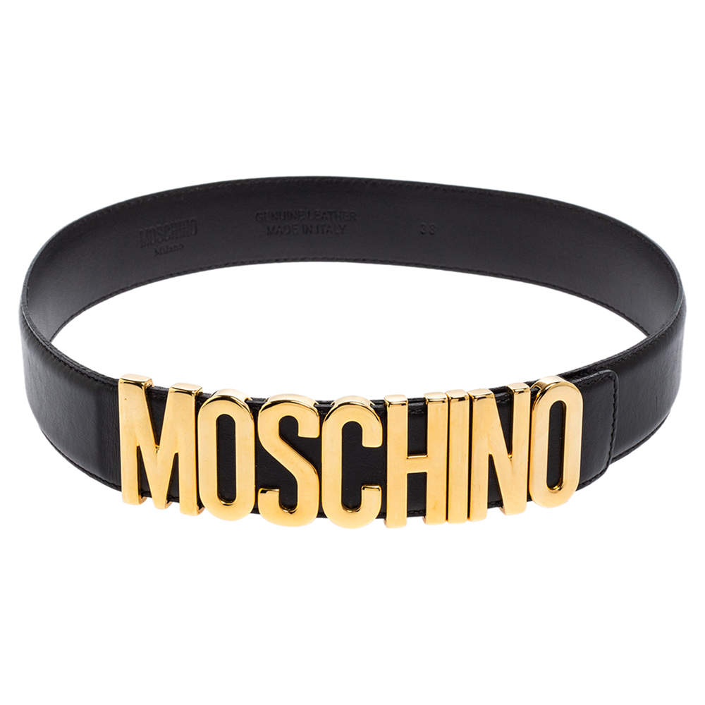Moschino Black Leather Classic Logo Belt 75CM Moschino | The Luxury Closet