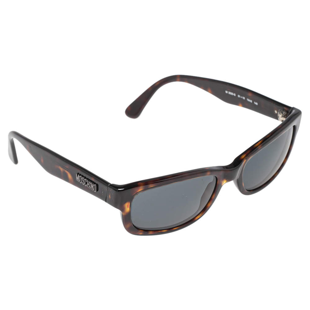Pre Owned Moschino Brown Tortoise M3530-S Rectangle Sunglasses
