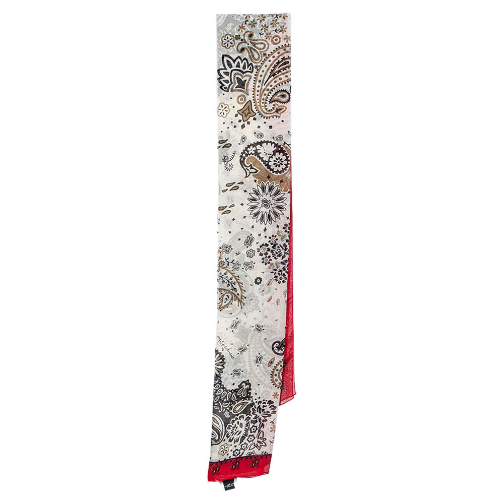 Pre Owned Moschino Red Paisley Print Silk Scarf