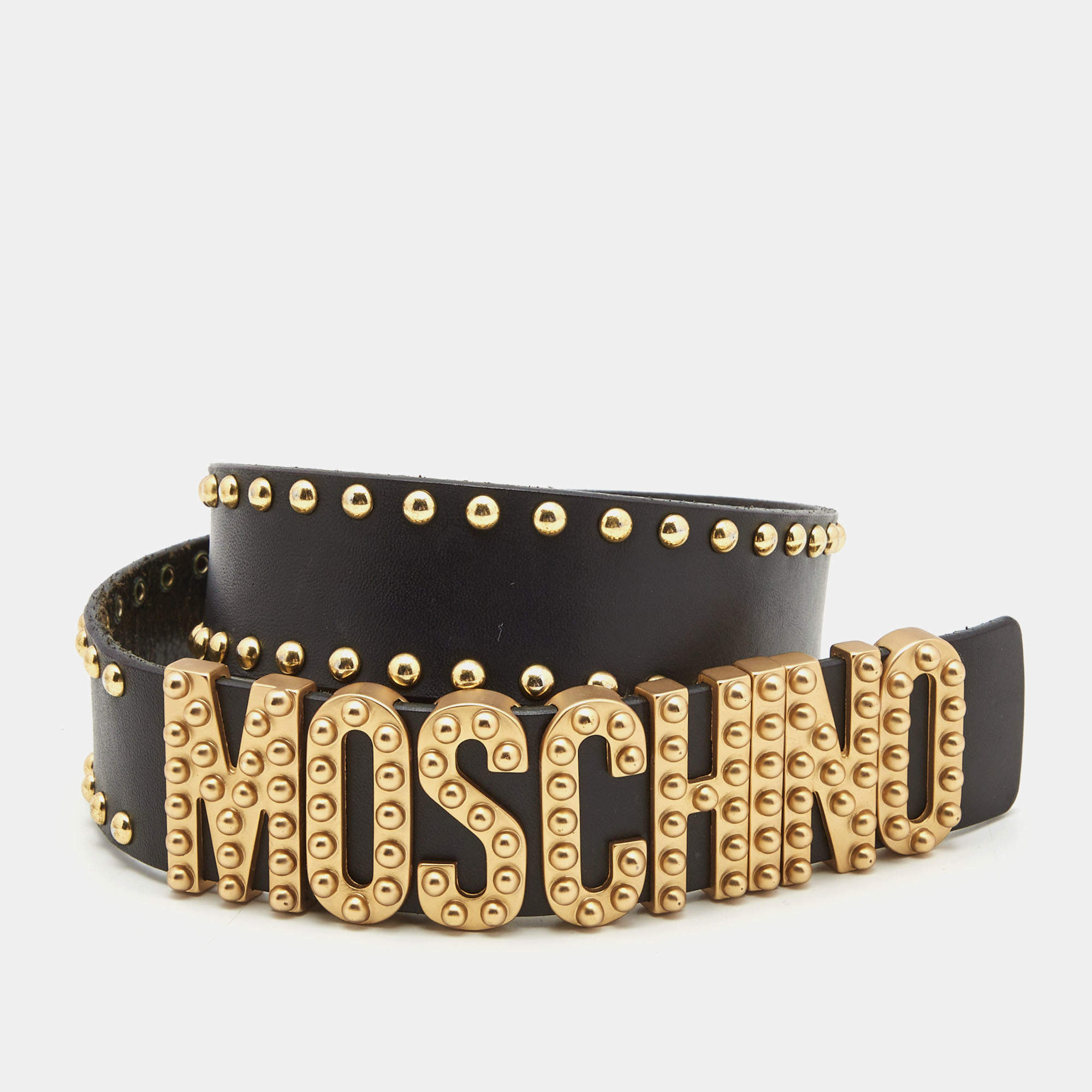 Moschino spike-studs Leather Belt - Black