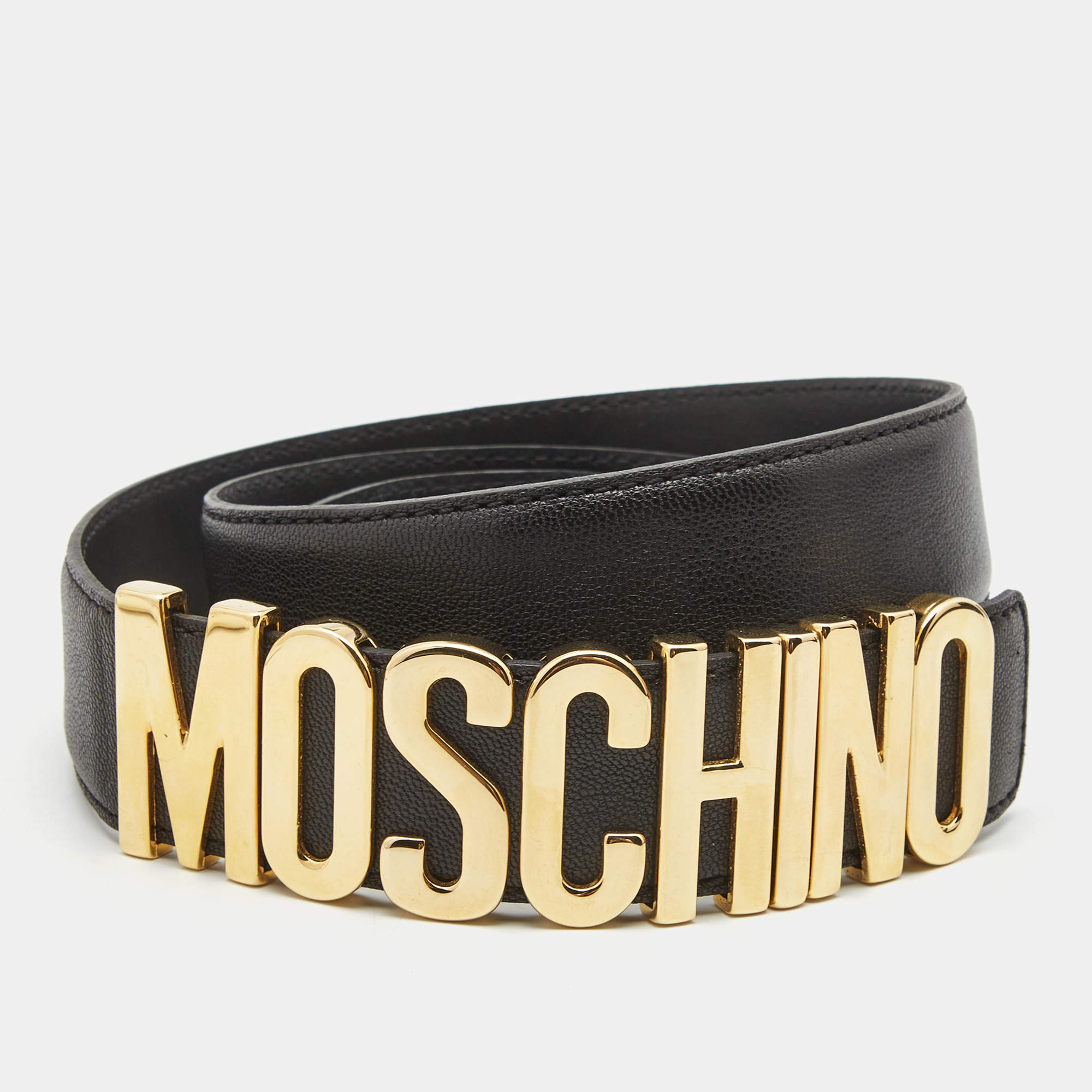 Moschino Black Classic Logo Waist Belt