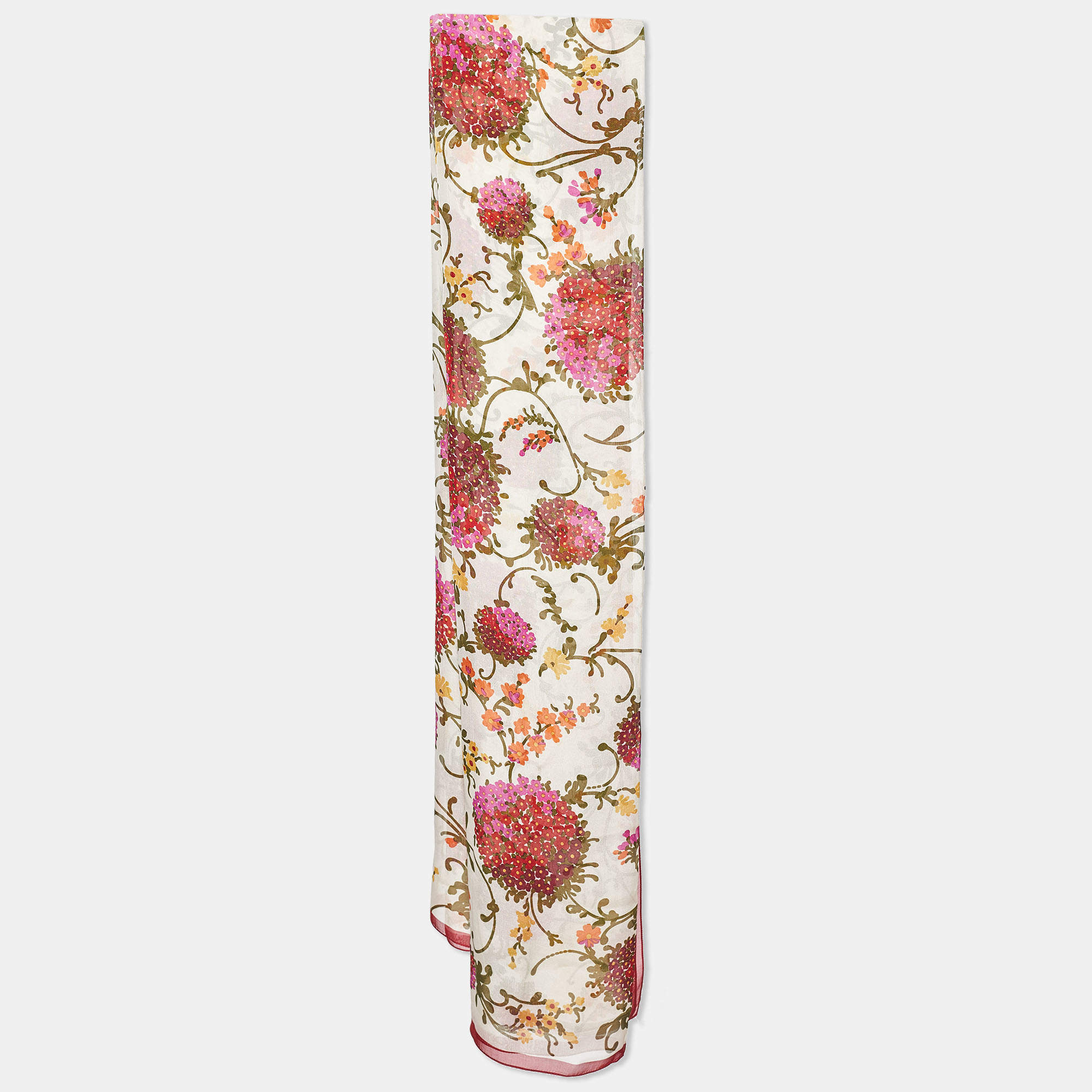 Moschino Multicolor Floral Printed Silk Scarf