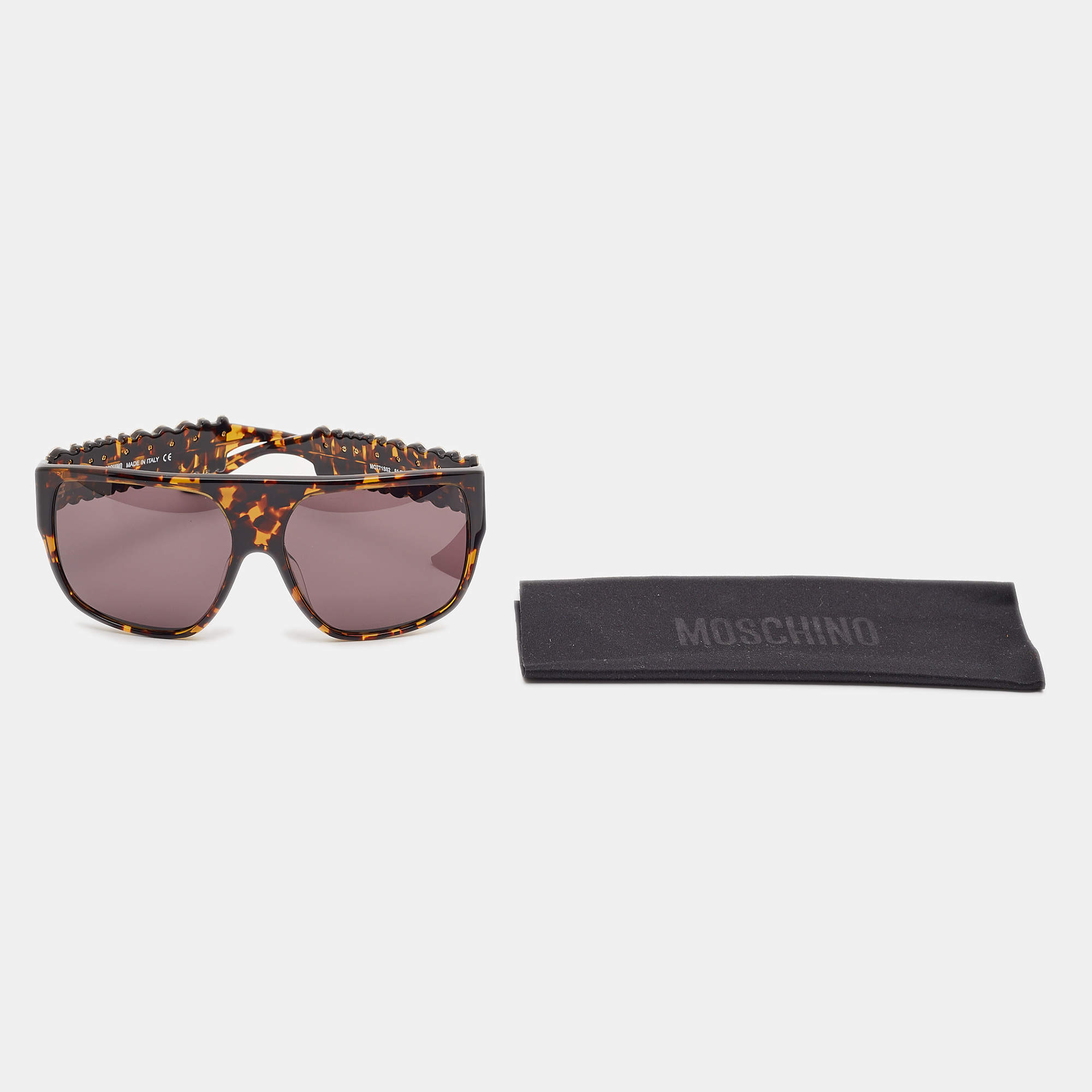 Moschino Brown Tortoise MO771S02 Classic Logo Square Sunglasses