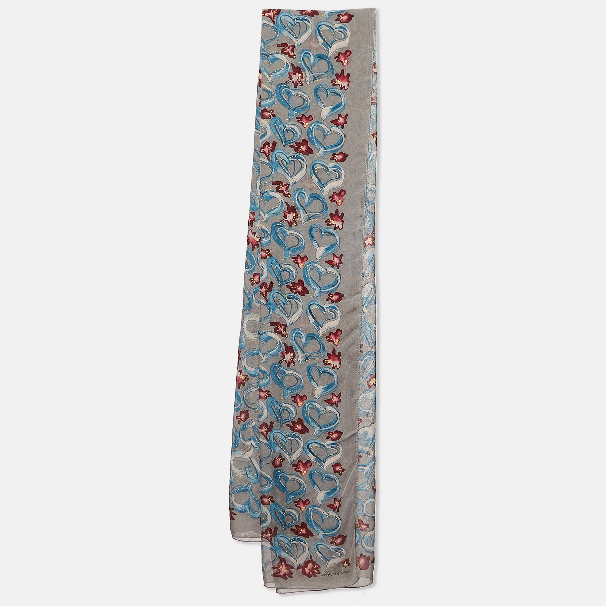 Moschino Larioseta Floral Print Silk Scarf