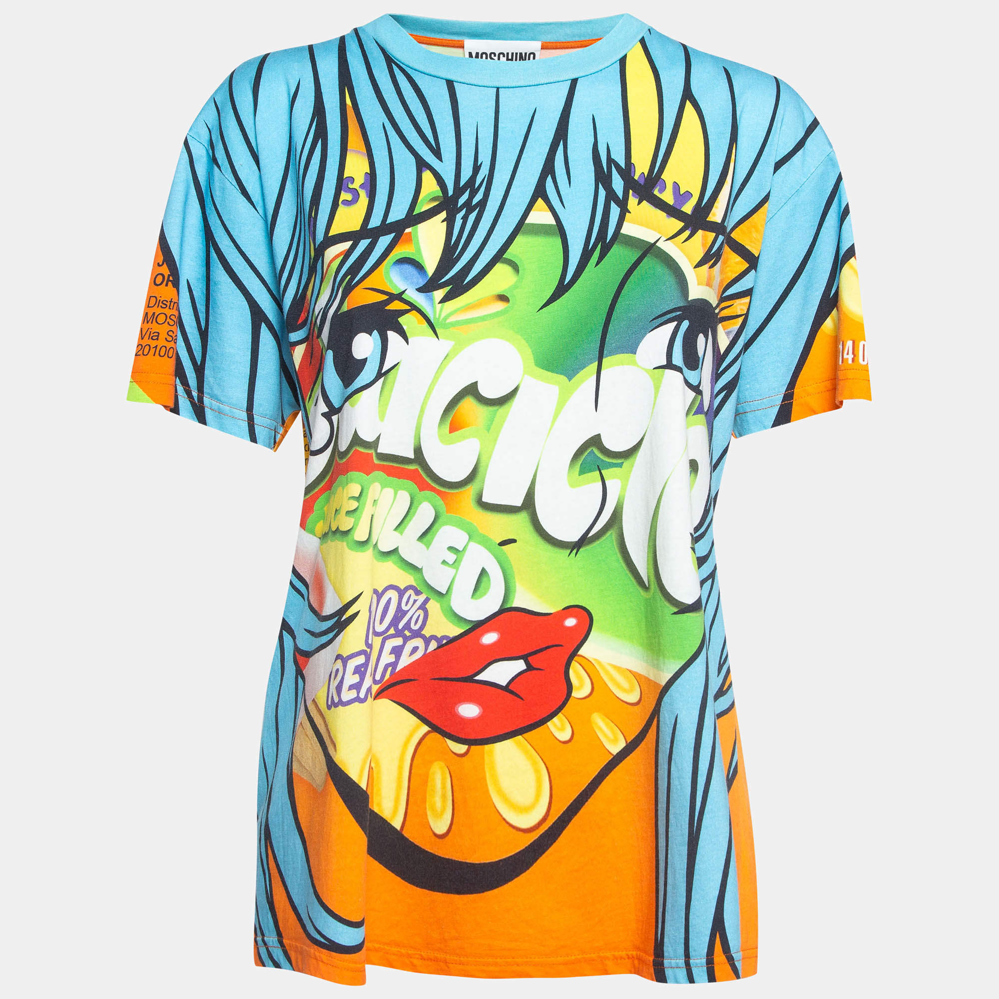 Moschino Multicolor Juice Box Cartoon Print Cotton T-Shirt L