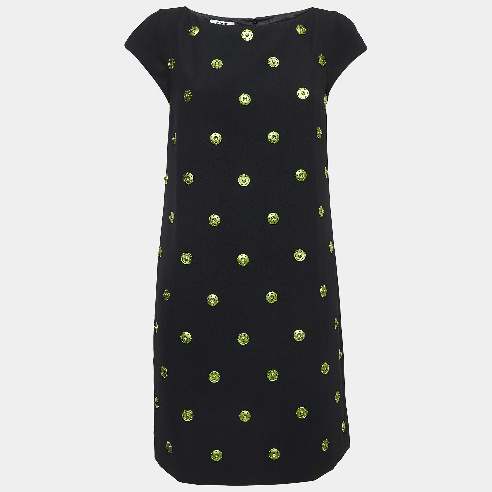 Moschino Black Embellished Crepe Shift Dress M