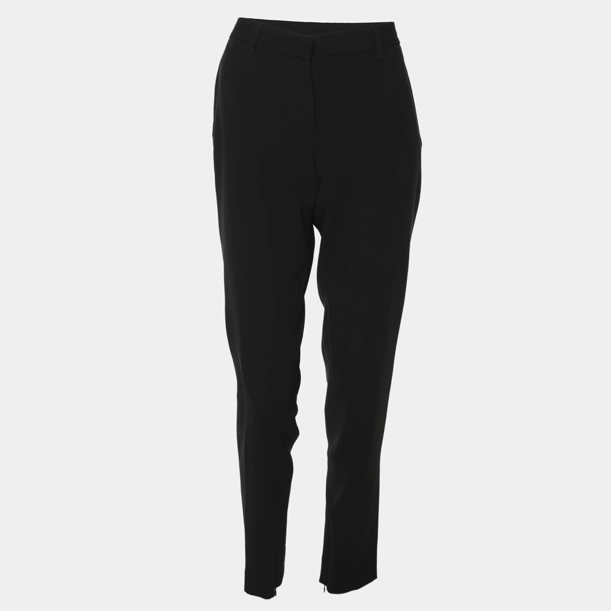 Pre Owned Moschino Black Crepe Trousers M