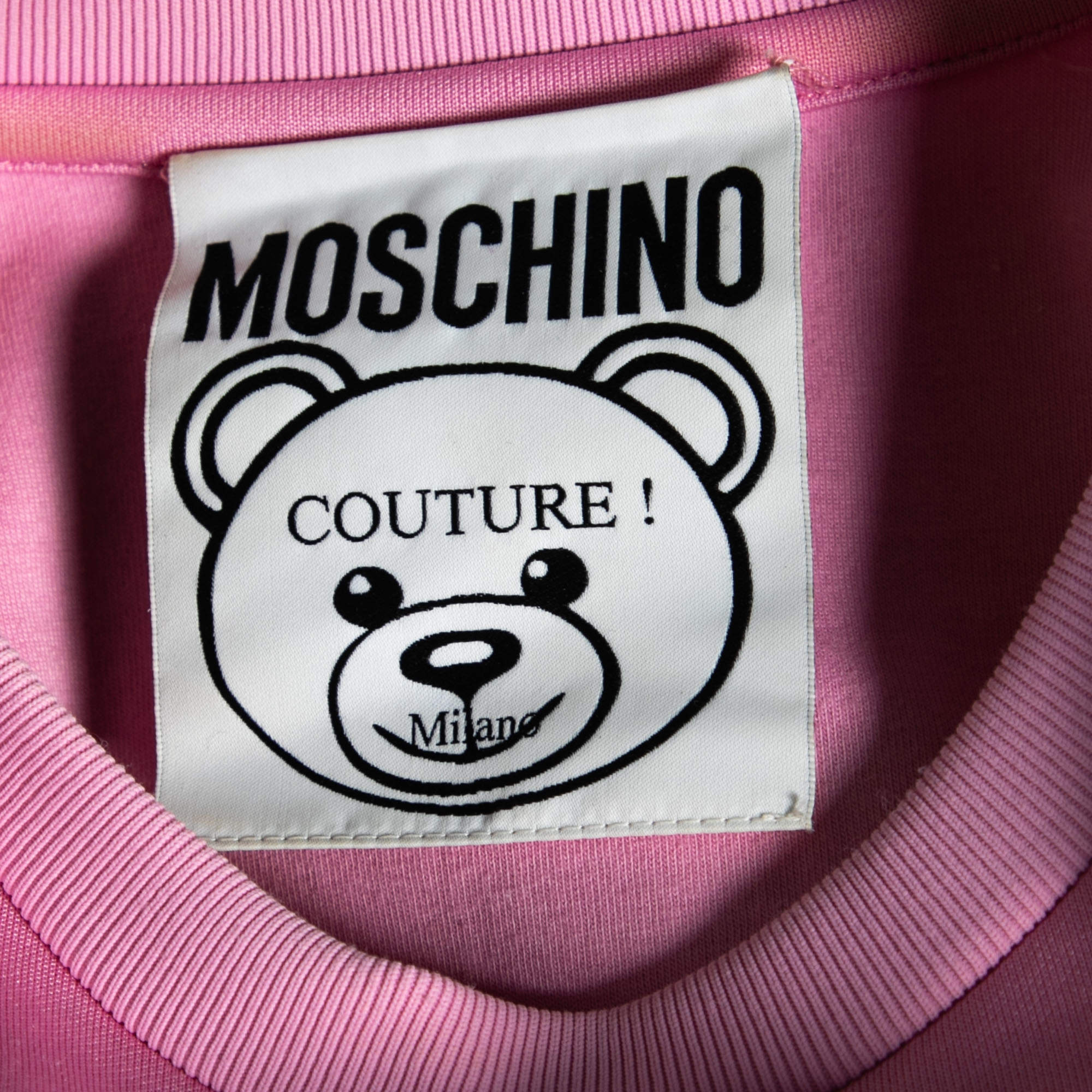 Love Moschino metalic box logo t-shirt dress in pink