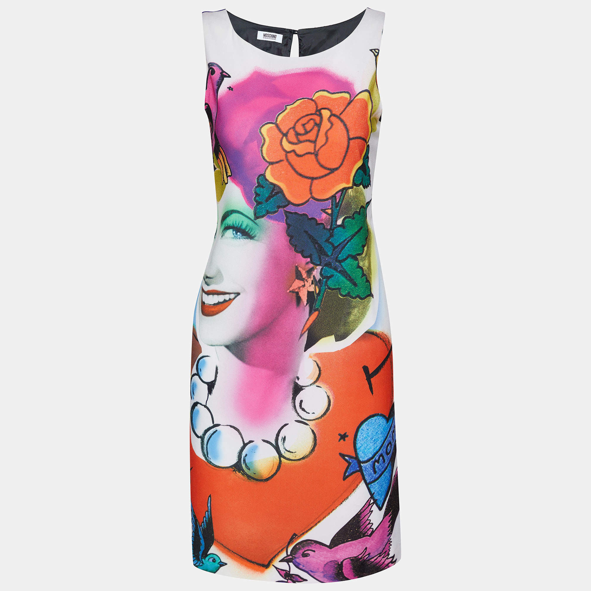 Moschino Cheap and Chic Multicolor Printed Crepe Sleeveless Shift Dress S