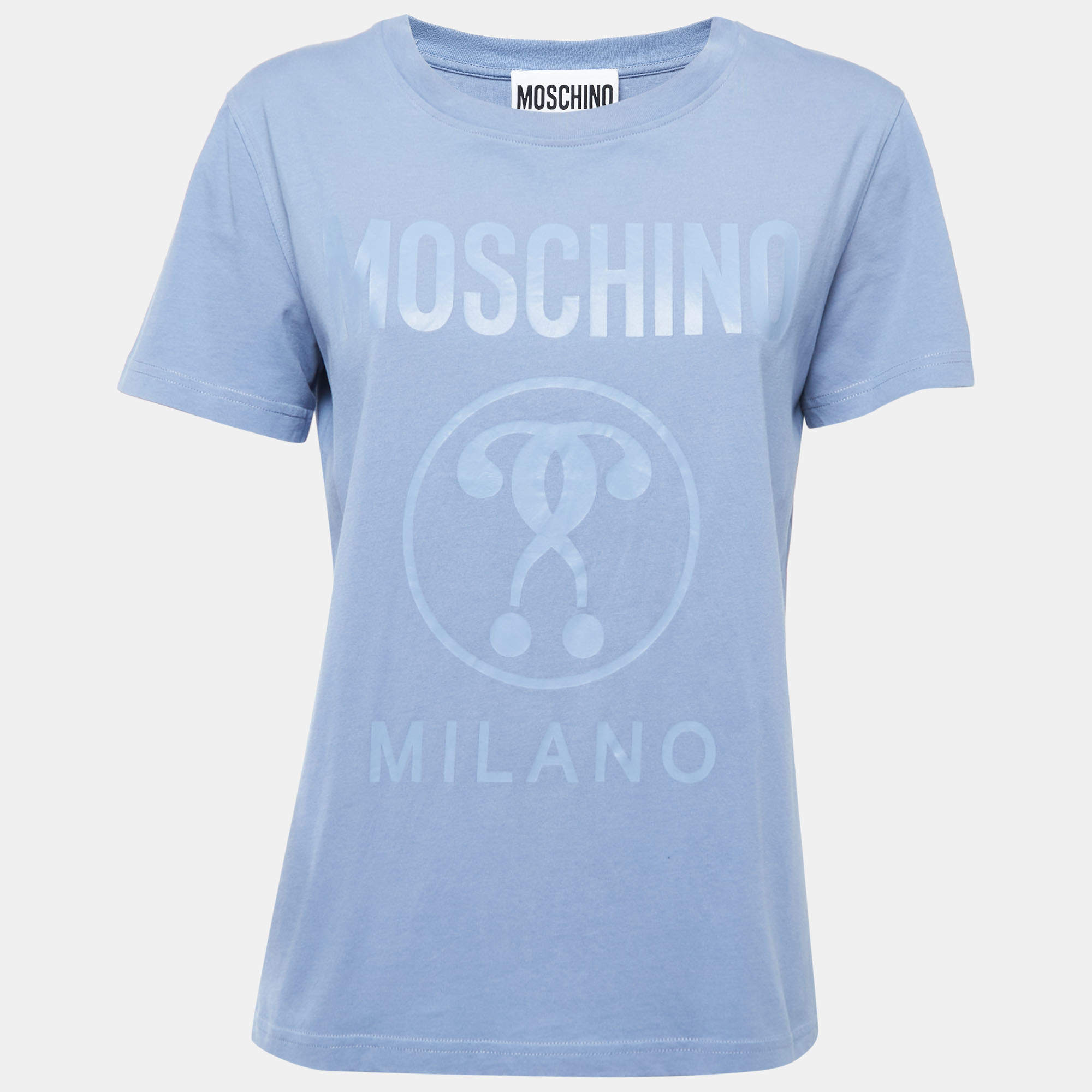 Moschino Blue Logo Print Cotton Crew Neck Short Sleeve T-Shirt M