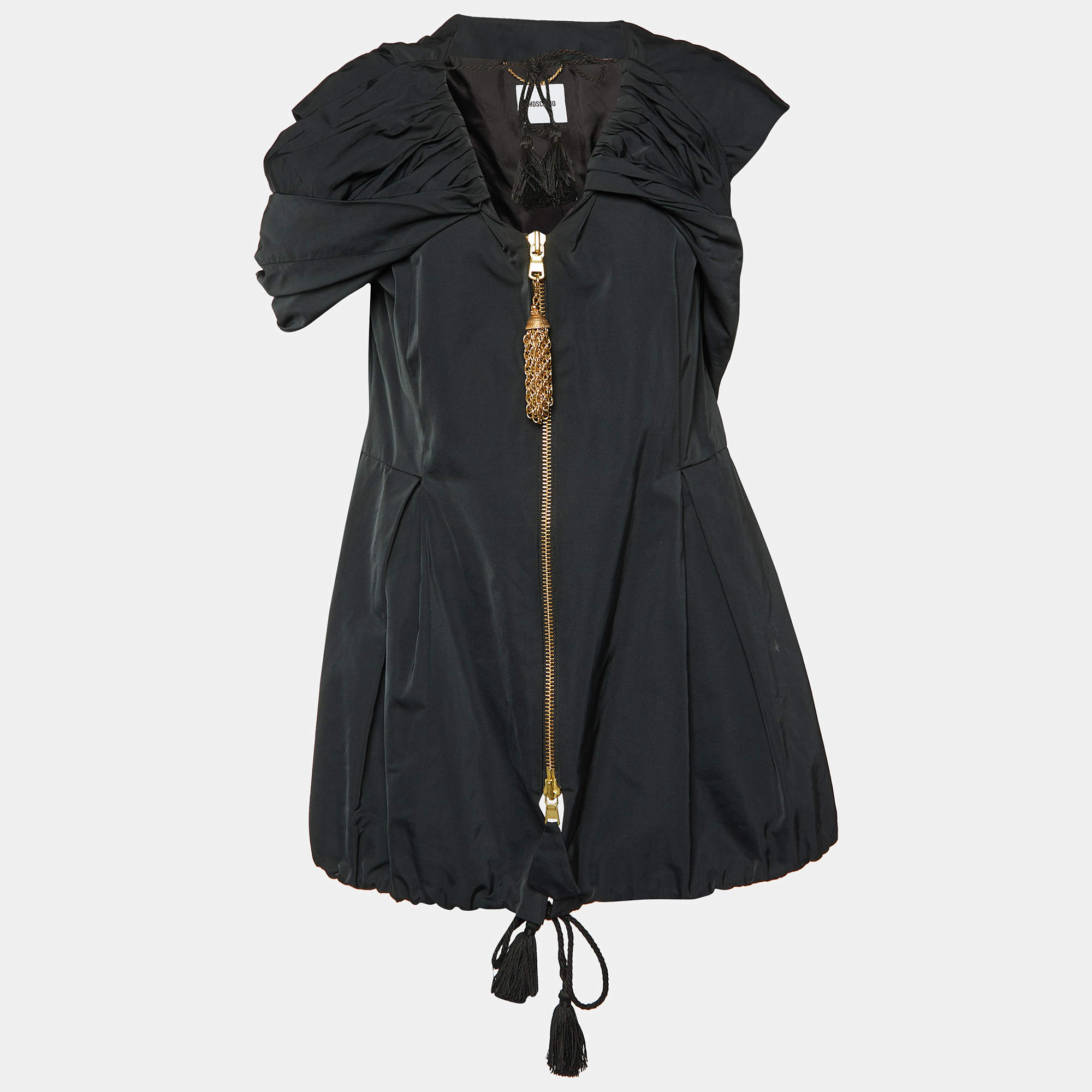 Moschino Black Synthetic Drape Detail Balloon Style Mini Dress 