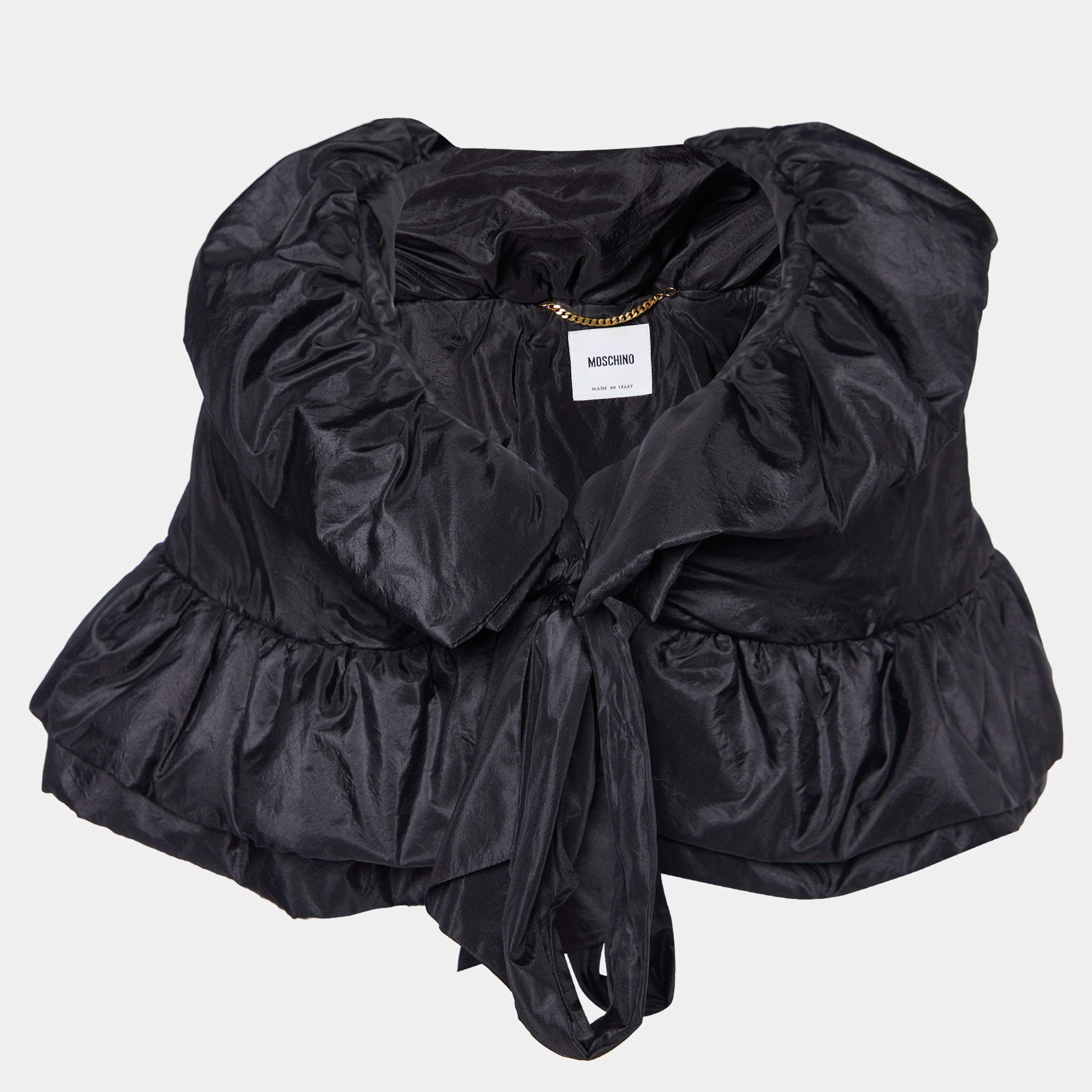 Moschino Black Silk Puffer cape Jacket M