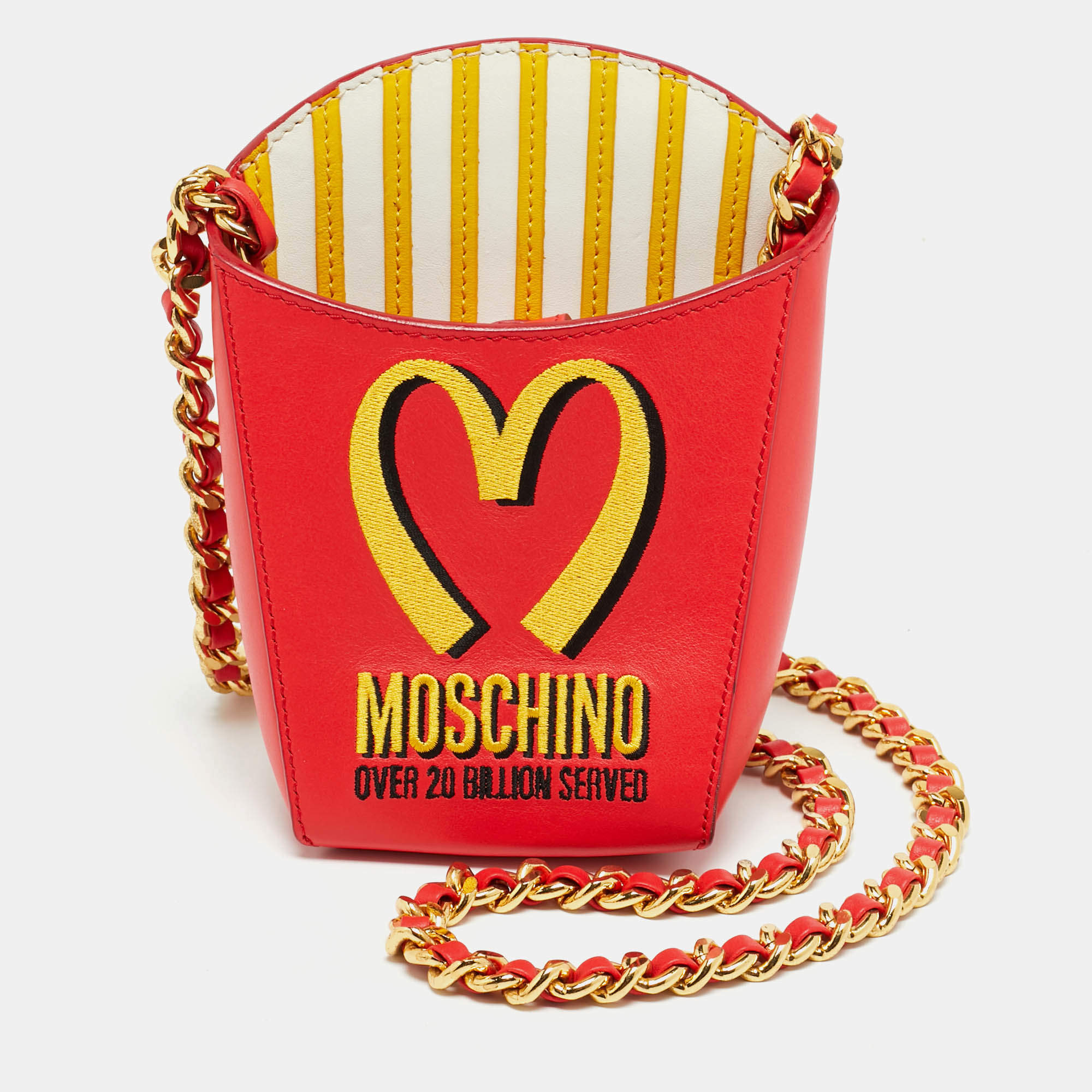 مملوكة مسبقًا Moschino McDonal's Fries Red/Yellow Leather Crossbody Bag