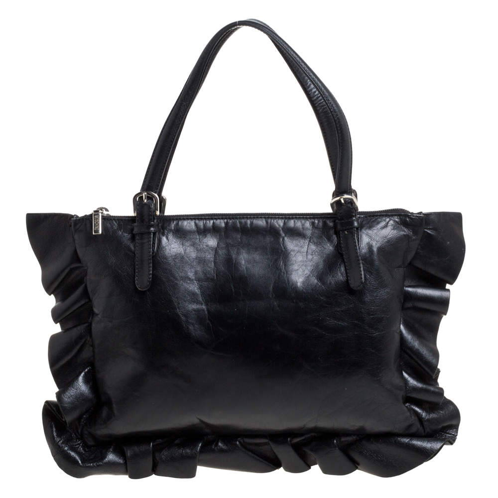 Pre Owned Moschino Black Leather Tote  
