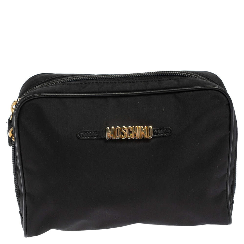 Pre Owned Moschino Black Nylon Cosmetic Pouch