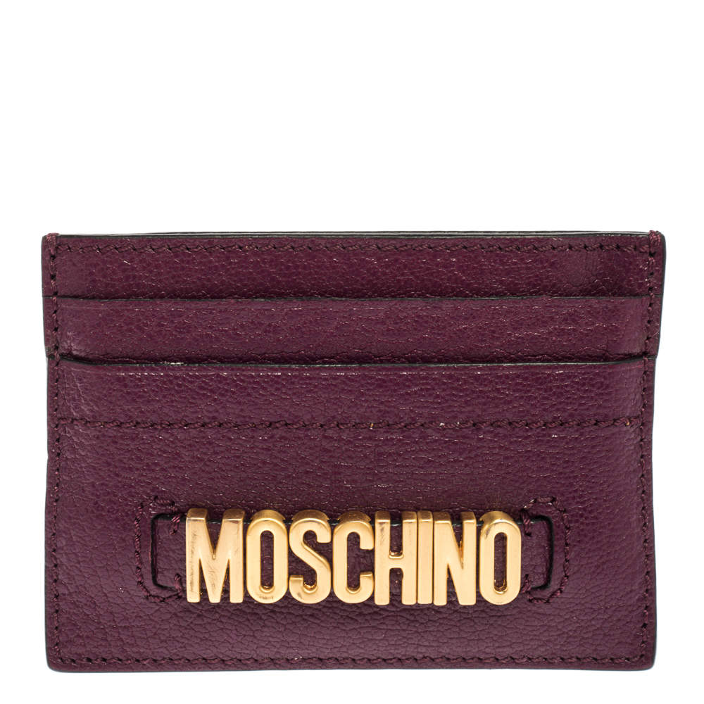 Moschino Purple Leather Logo Card Holder 