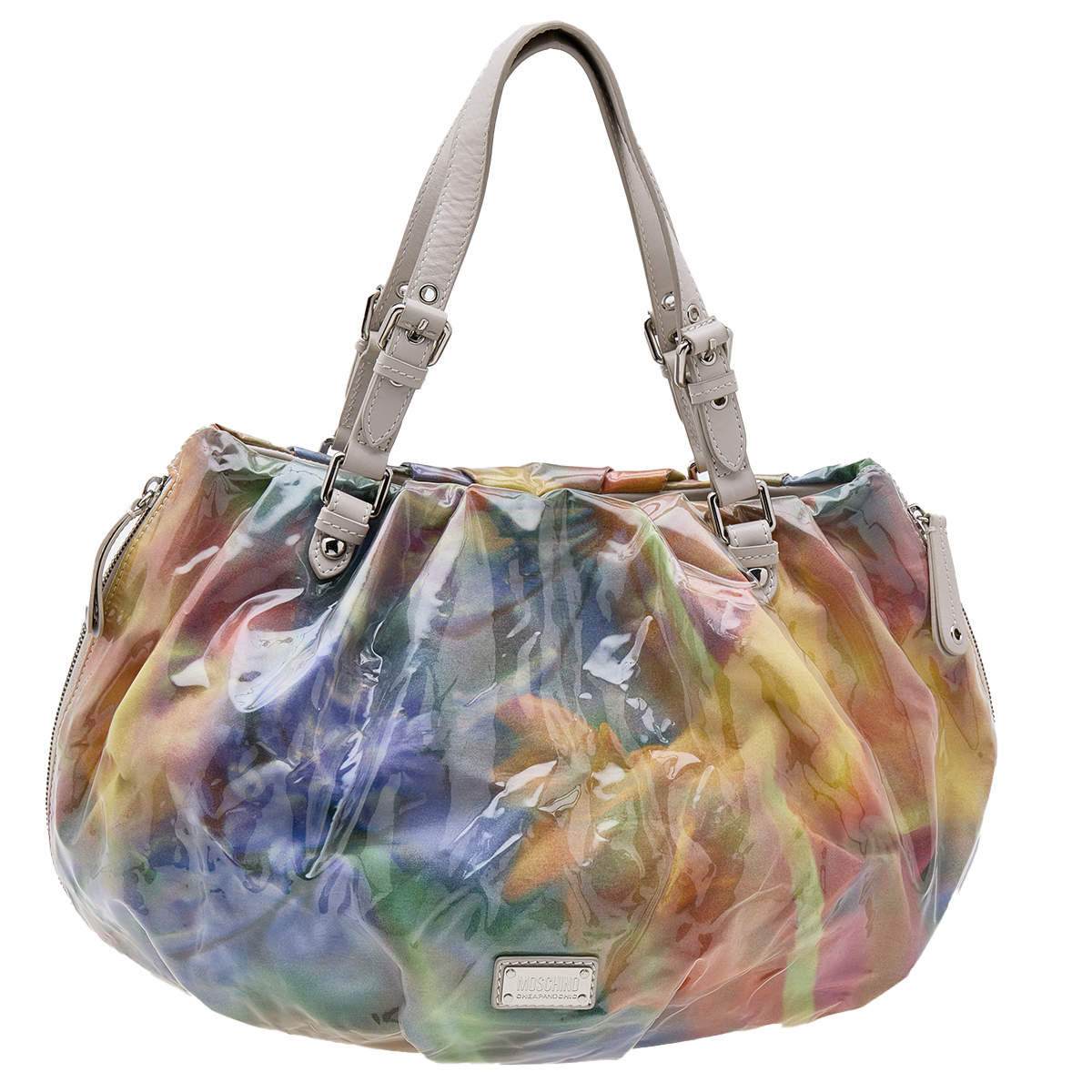 Pre Owned Moschino Multicolor PVC And Leather Satchel