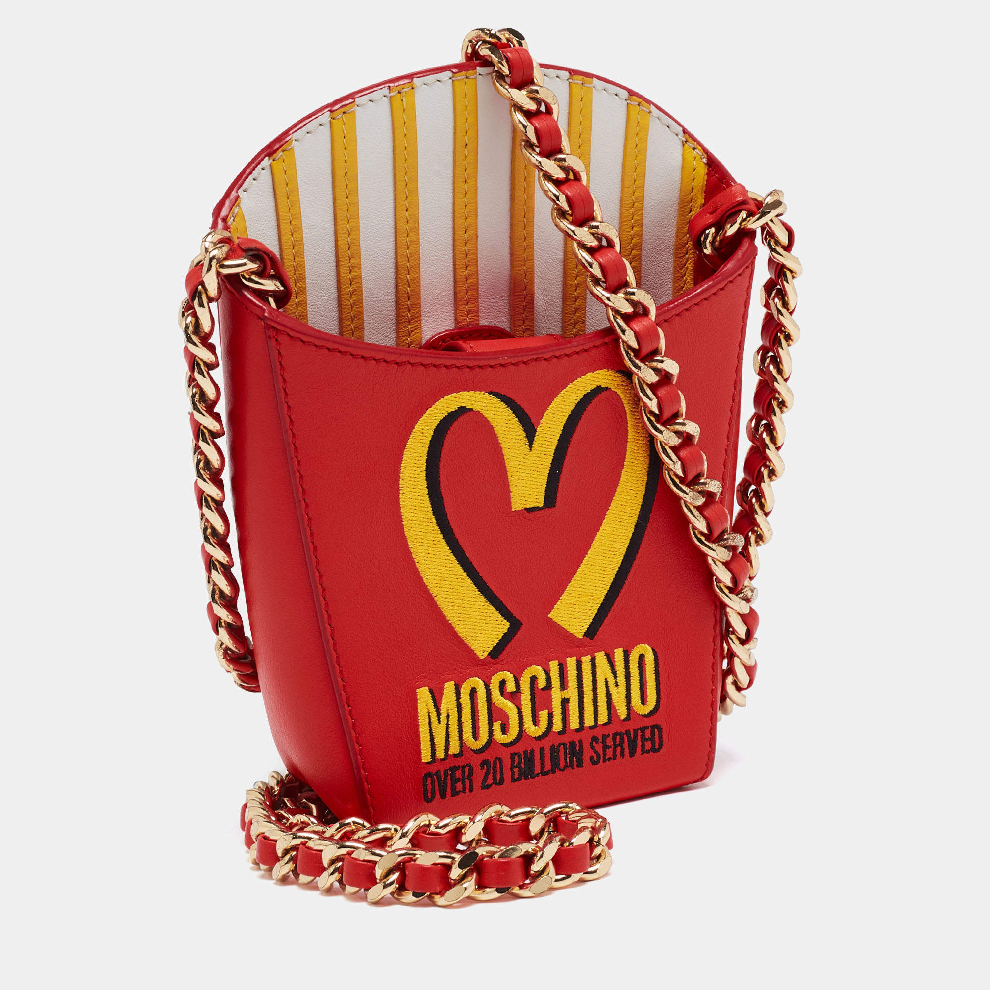 Moschino Red/Yellow Leather French Fry Chain Crossbody Bag Moschino