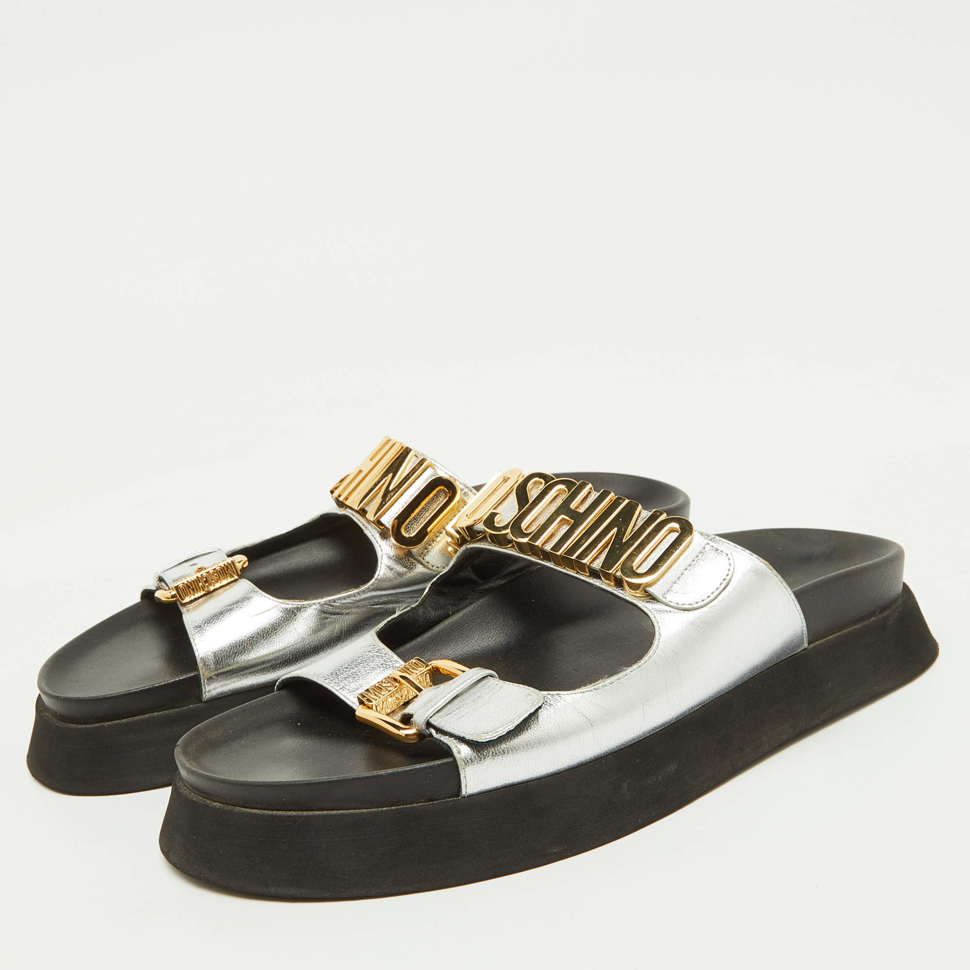 Moschino Gold Glitter Slide Sandals Size 36 Moschino | TLC