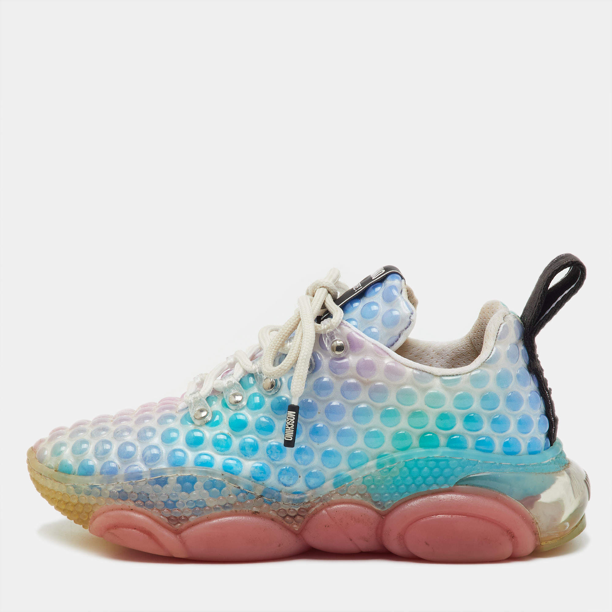 Pre Owned Moschino Multicolor Rubber Double Bubble Lace Up Sneakers Size 37