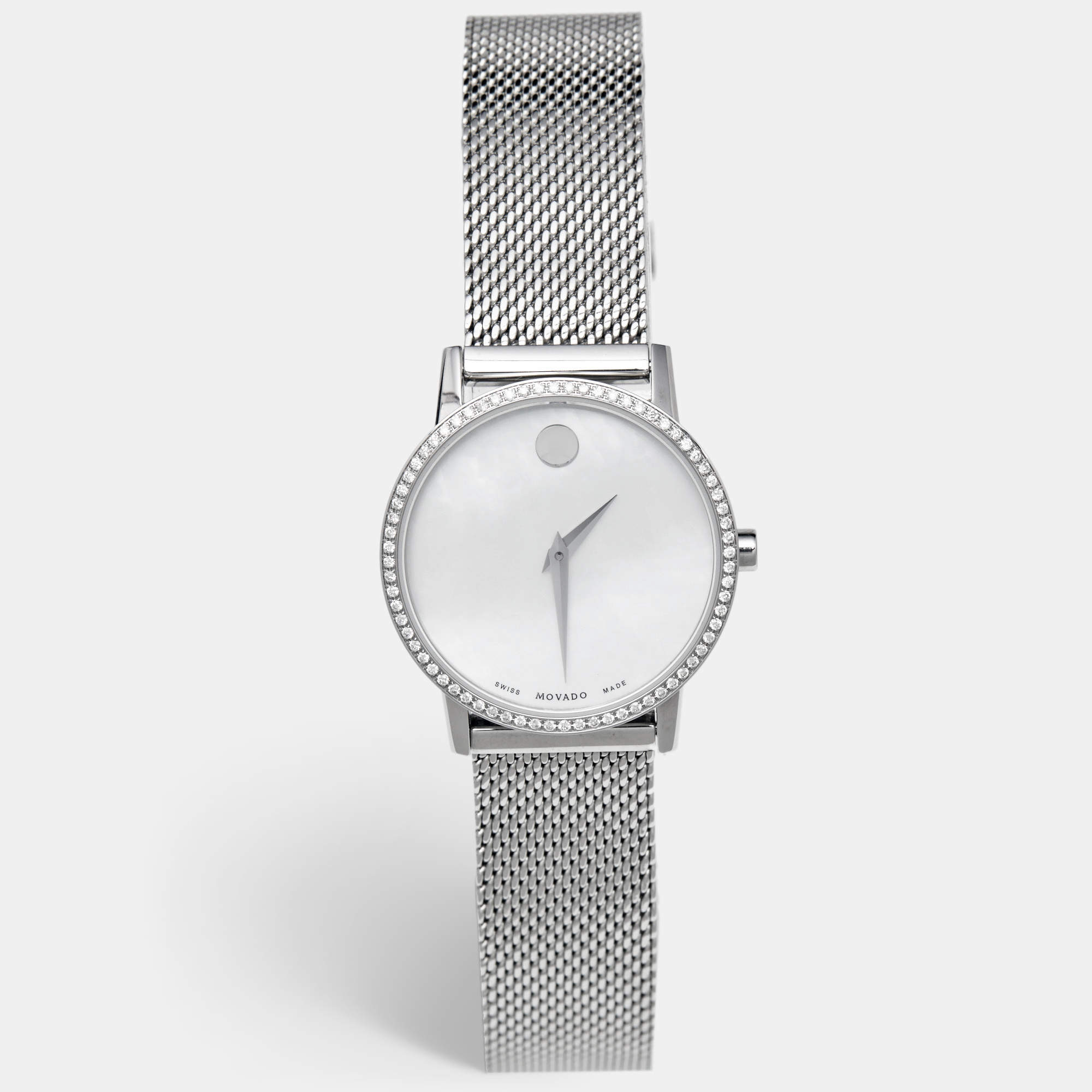 Movado Mother of Pearl Diamond Stainless Steel Museum 07.3.14.1463.S Women's Wristwatch 28 mm