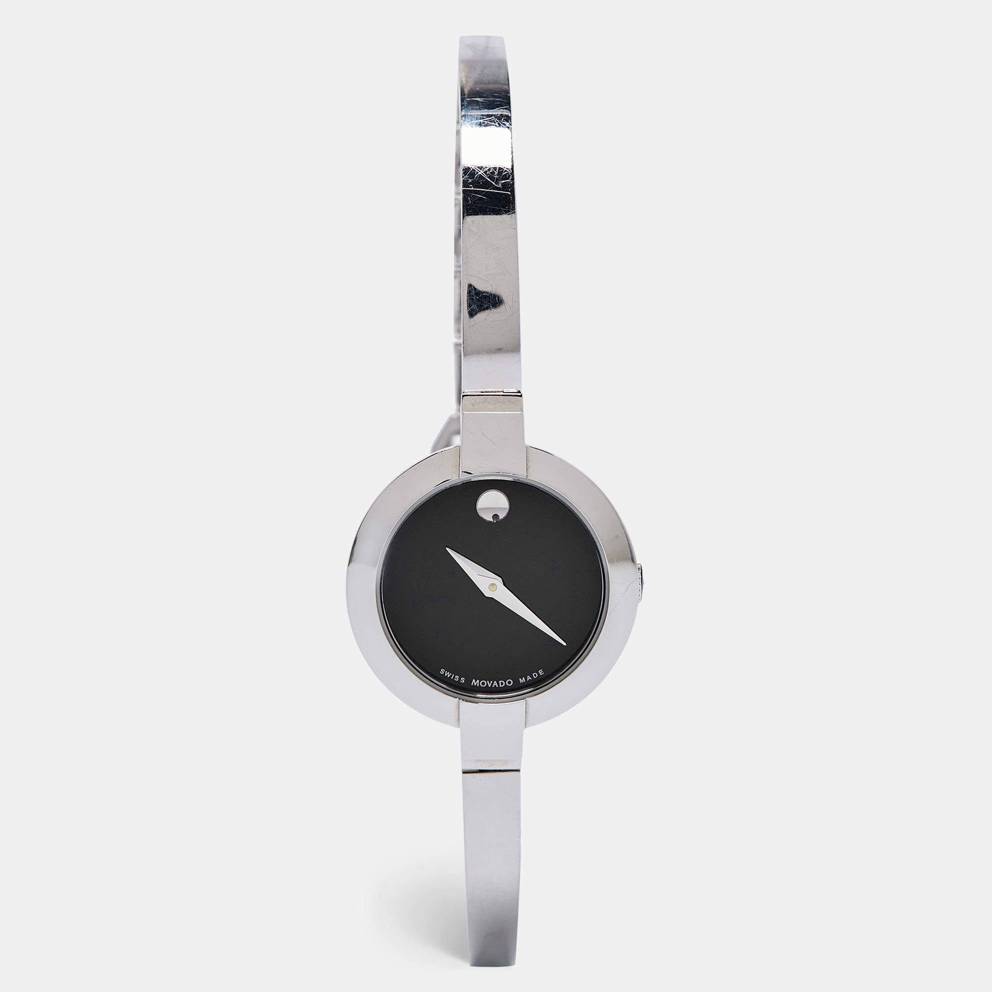 مملوكة مسبقًا Movado Black Stainless Steel Bela 0606595 Women's Wristwatch 25 mm