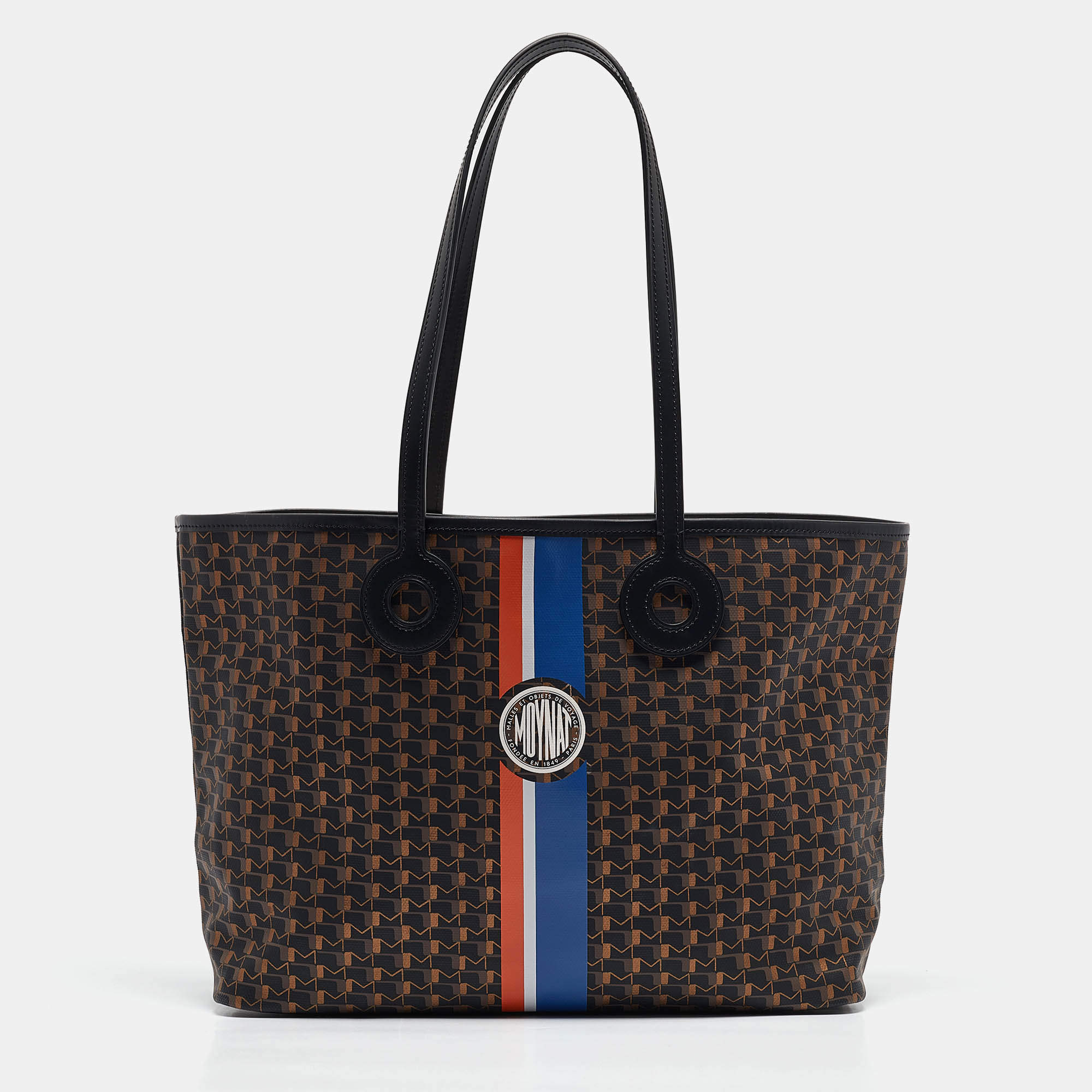 Pre Owned Moynat Black Monogram Coated Canvas and Leather Oh! Ruban Tote