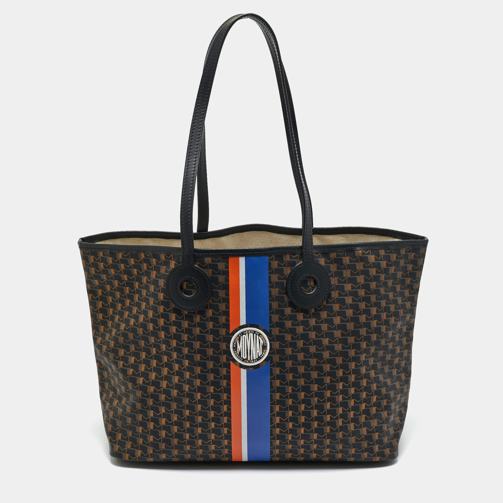 Pre Owned Moynat Black/Bronze Monogram Coated Canvas Oh! Ruban Duo MM Tote