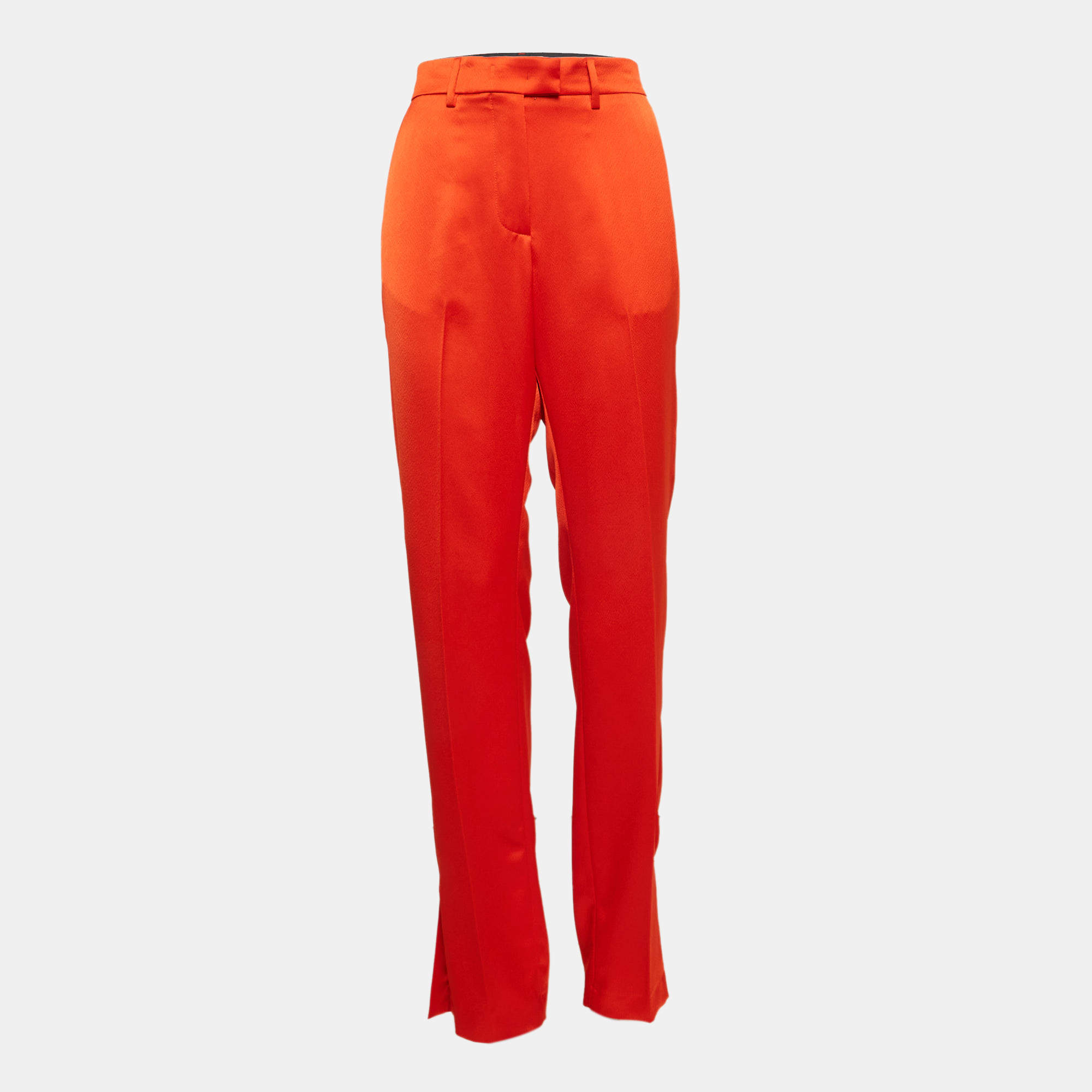 MSGM Orange Satin Straight Cut Trousers L