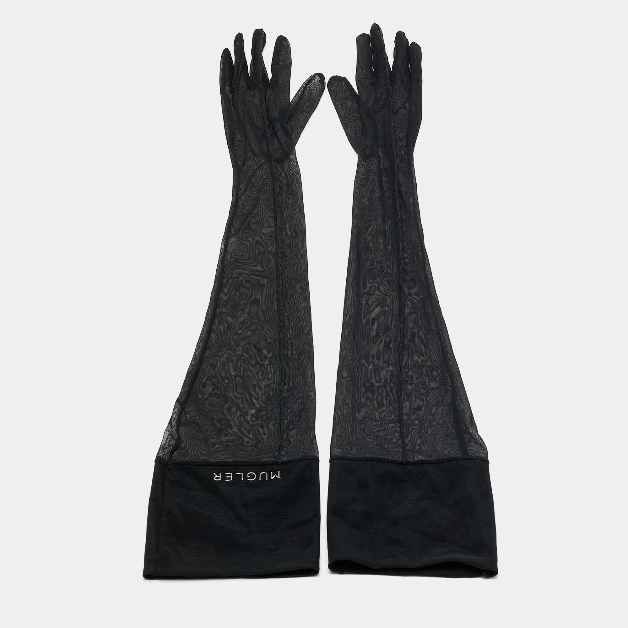 مملوكة مسبقًا Mugler x H&M Black Mesh Second Skin Gloves S