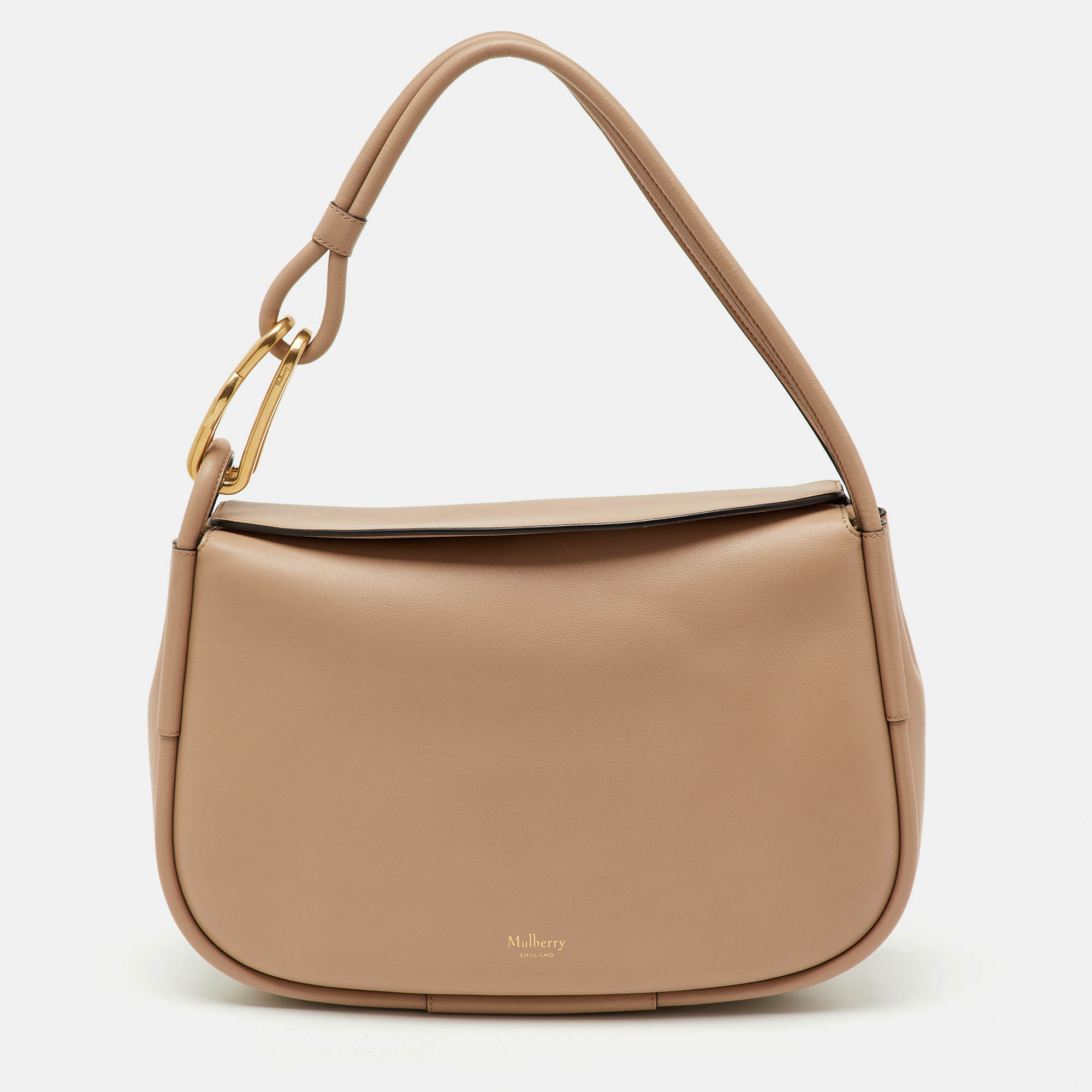 Pre Owned Mulberry Beige Leather Link Shoulder Bag
