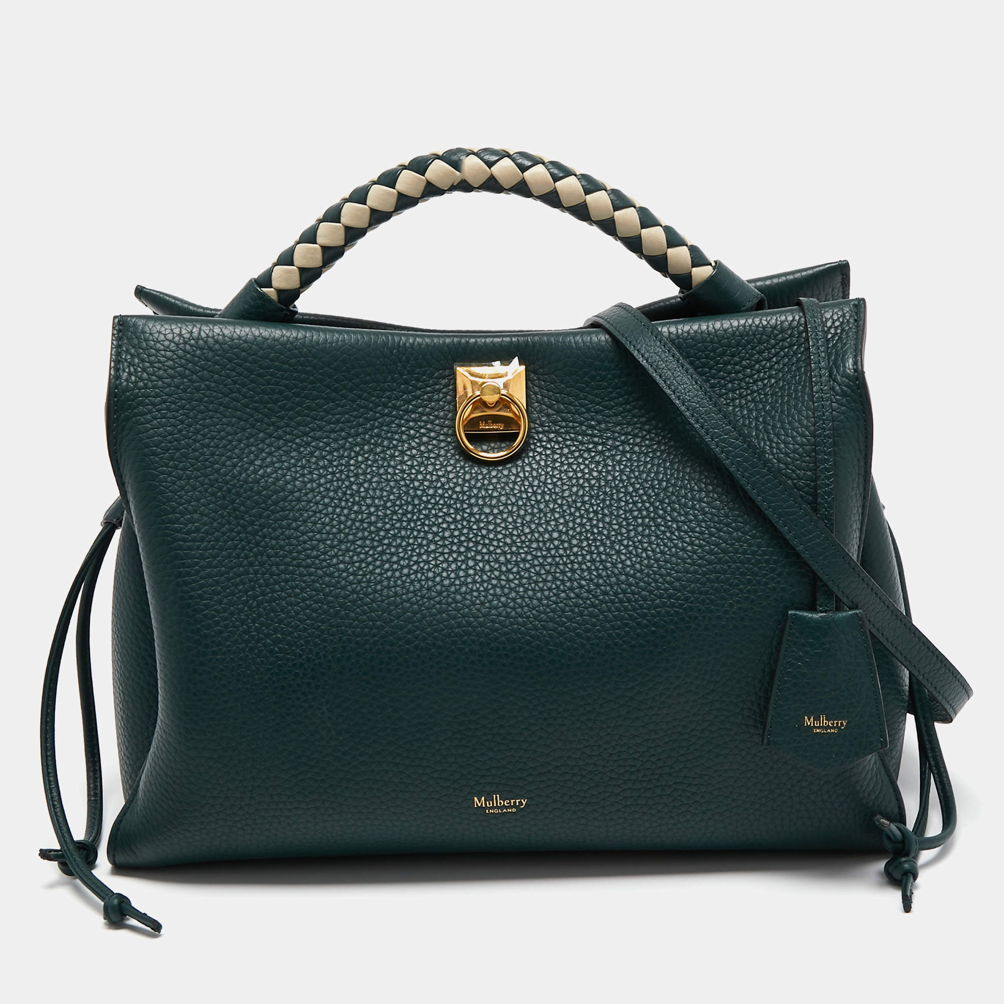 Mulberry Green Grained Leather Iris Top Handle Bag Mulberry