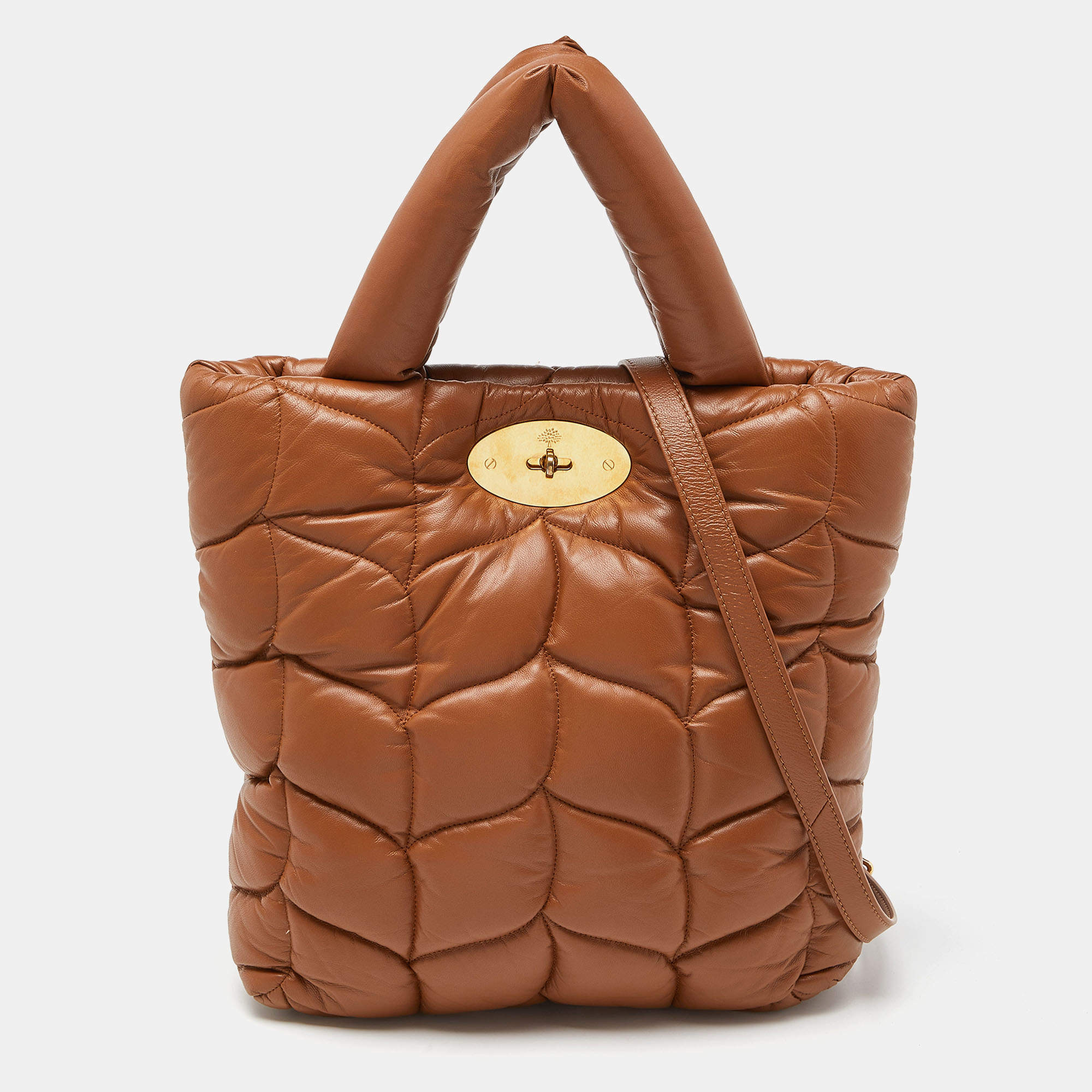 Pre Owned Mulberry Brown Padded Leather Softie Tote