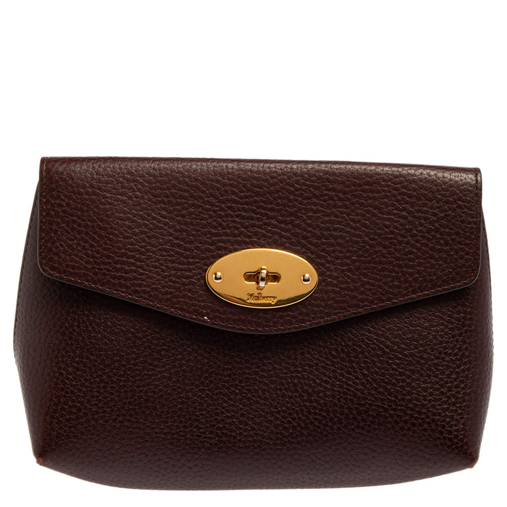 Mulberry Burgundy Leather Cosmetic Pouch