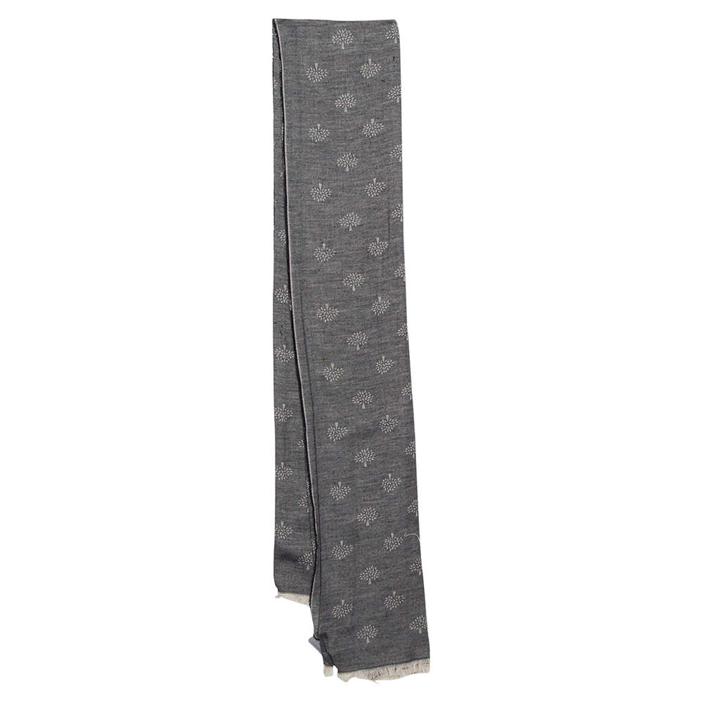 Pre Owned Mulberry Grey Cotton Jacquard Tamara Scarf