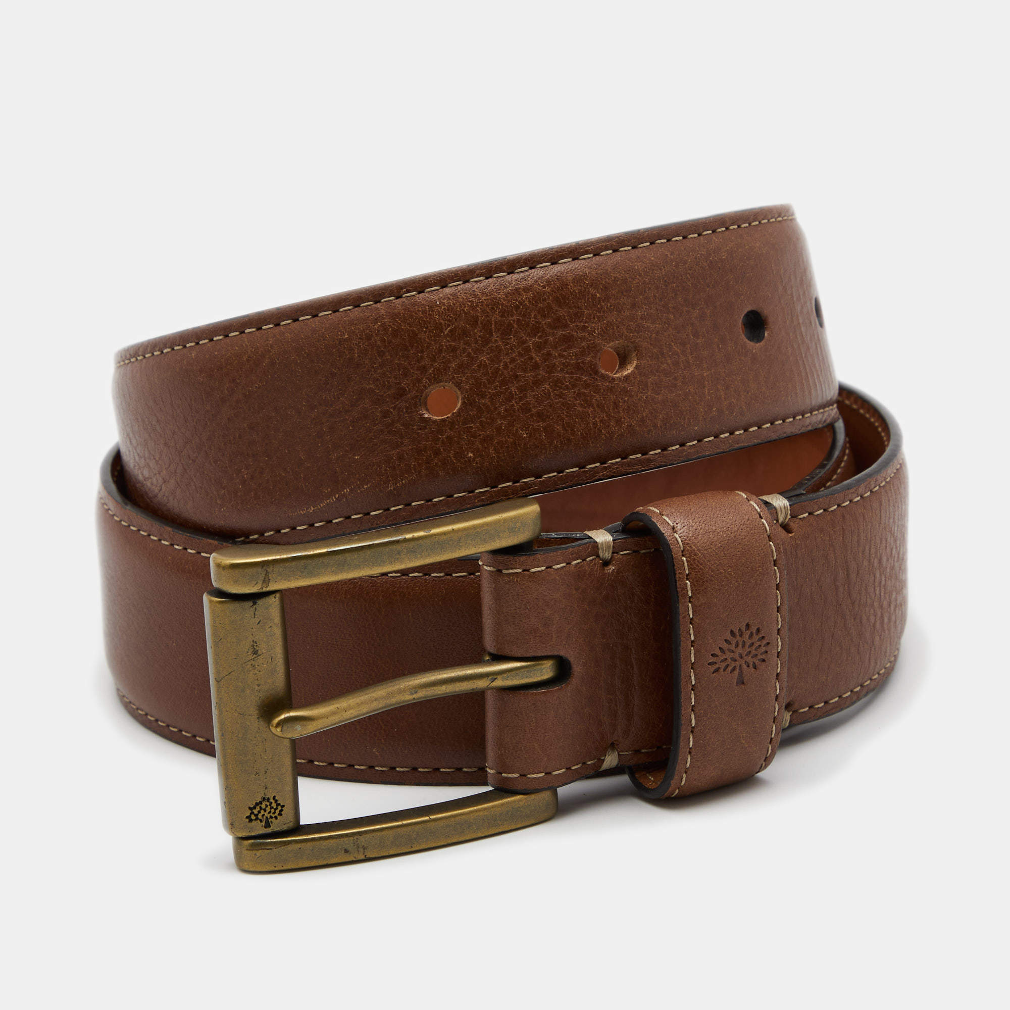 Mulberry Brown Leather Buckle Belt 75CM