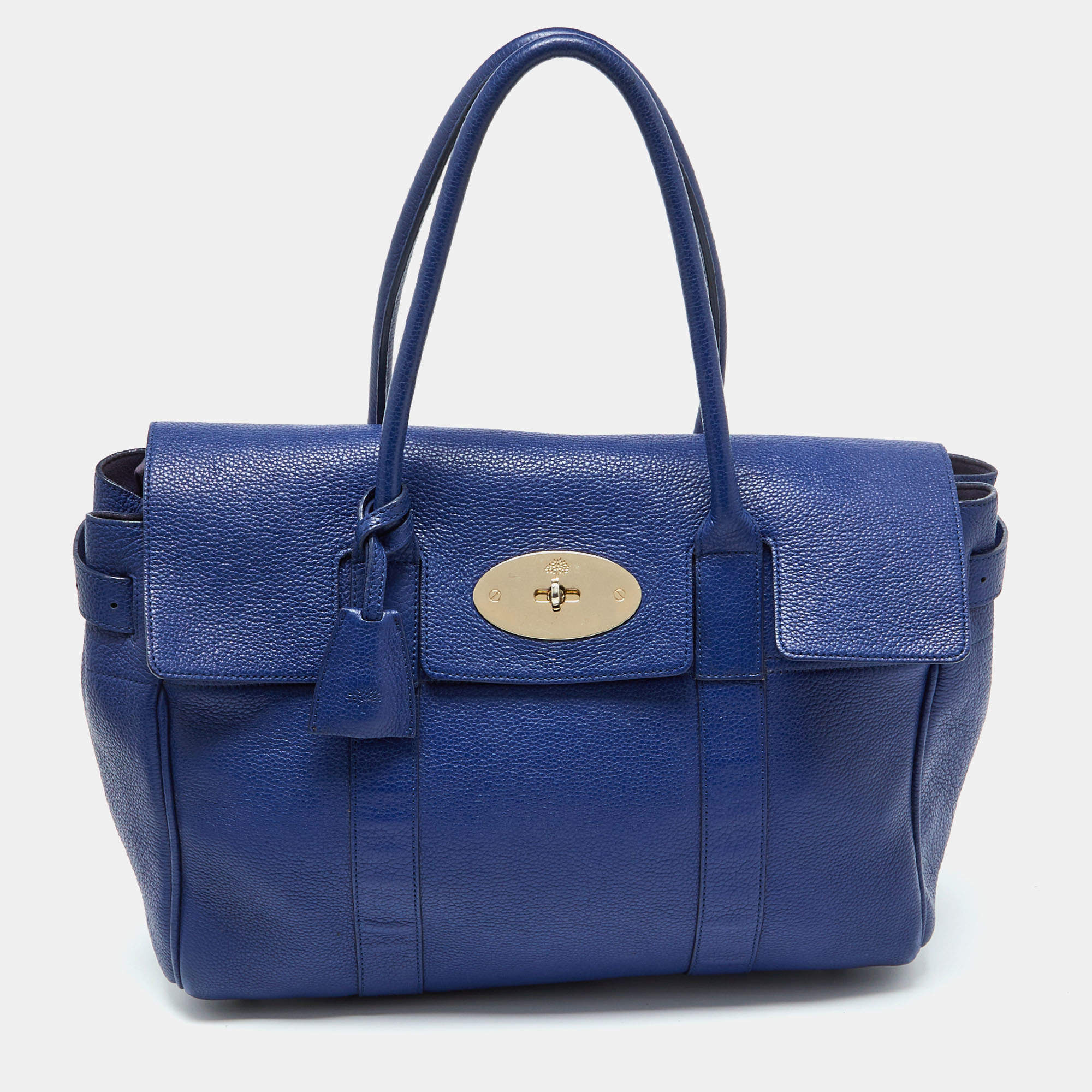 Pre Owned Mulberry Blue Leather Bayswater Satchel
