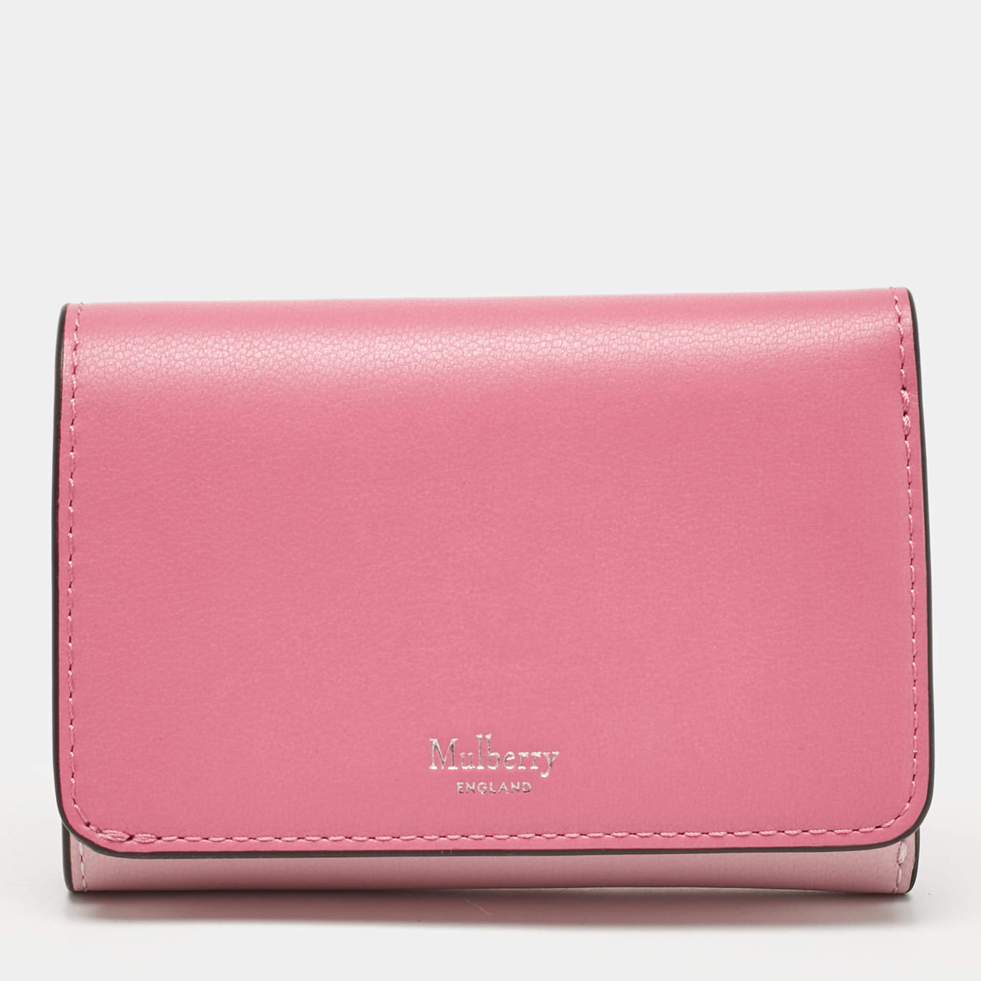 Mulberry Two Tone Pink Leather Trifold Compact Wallet