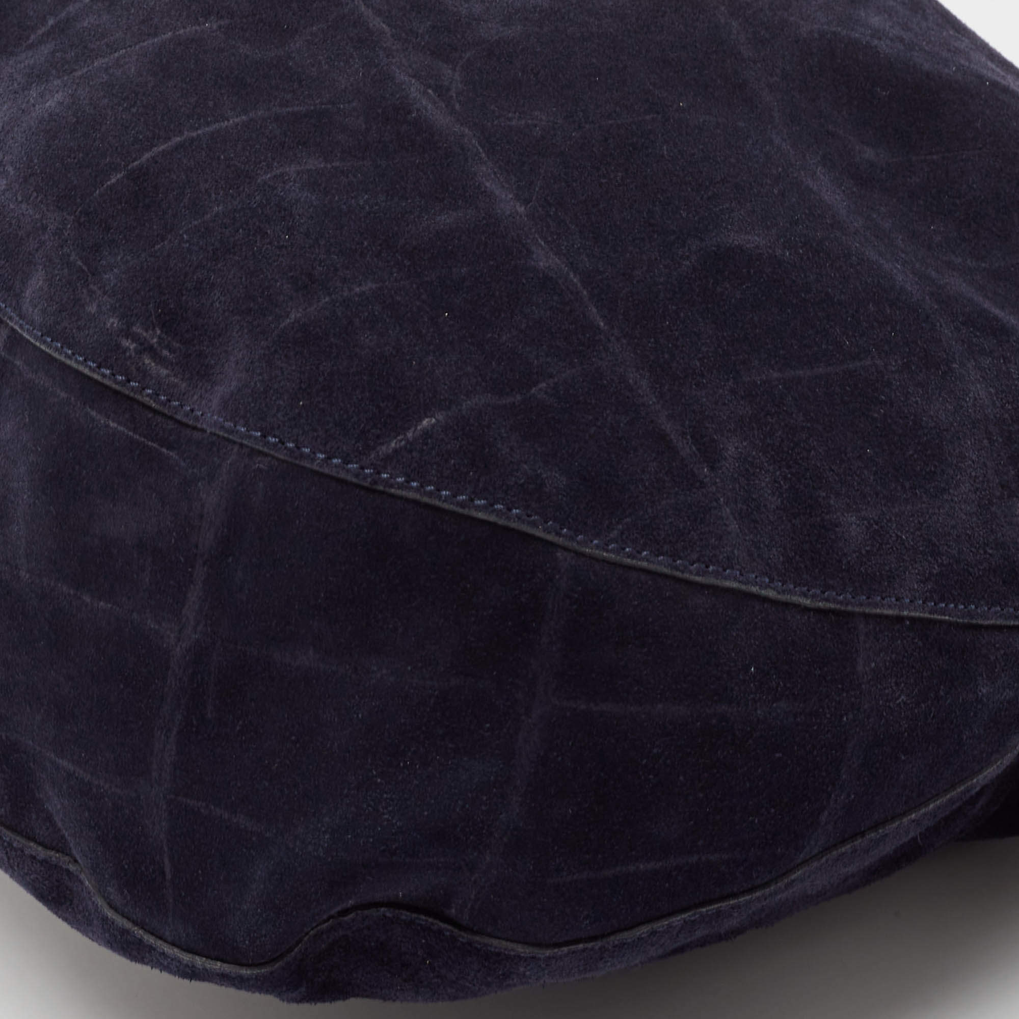 Pre Owned Mulberry Navy Blue Leather and Croc Embossed Suede Daria Hobo
