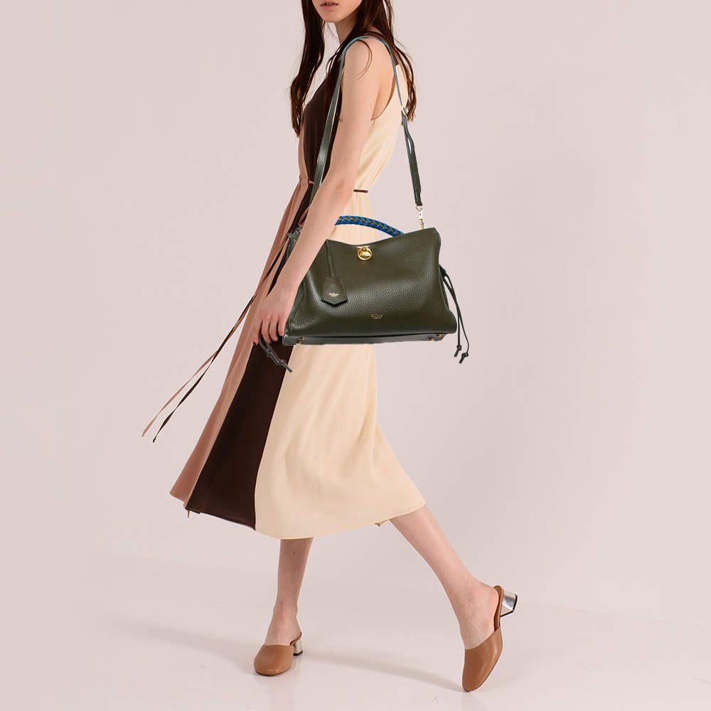 Pre Owned Mulberry Olive Green Leather Iris Top Handle Bag