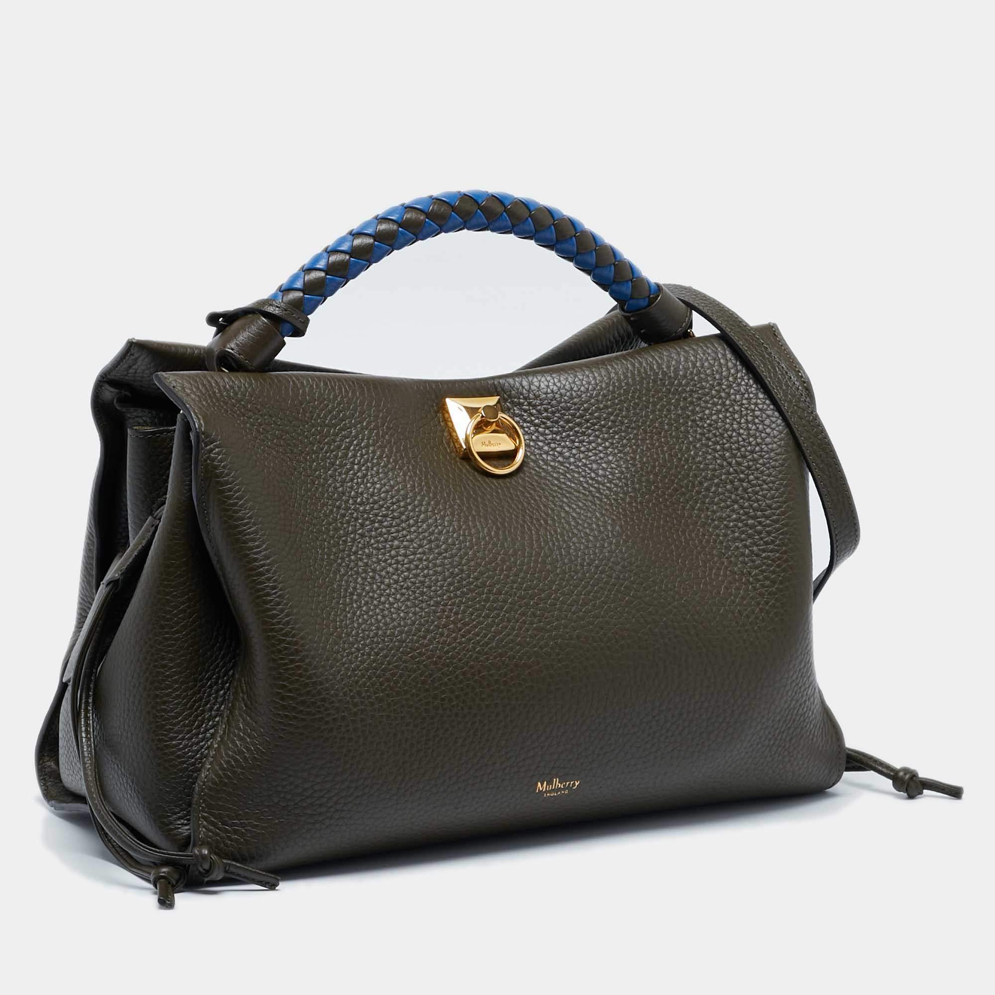 Pre Owned Mulberry Olive Green Leather Iris Top Handle Bag