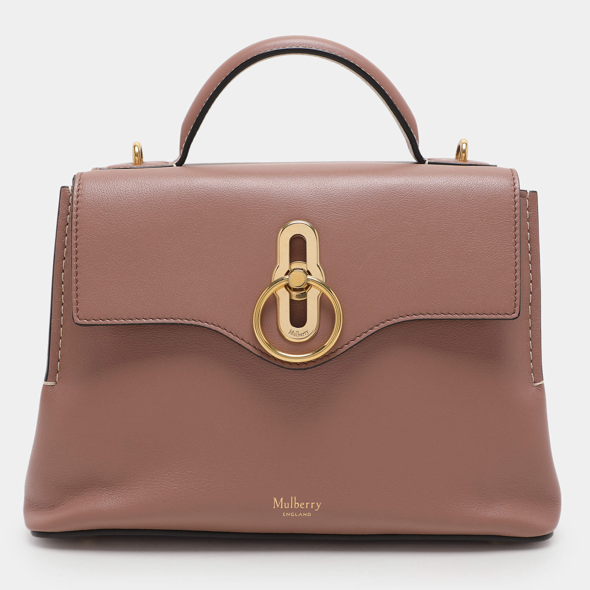 Mulberry Nude Pink Leather Mini Seaton Top Handle Bag