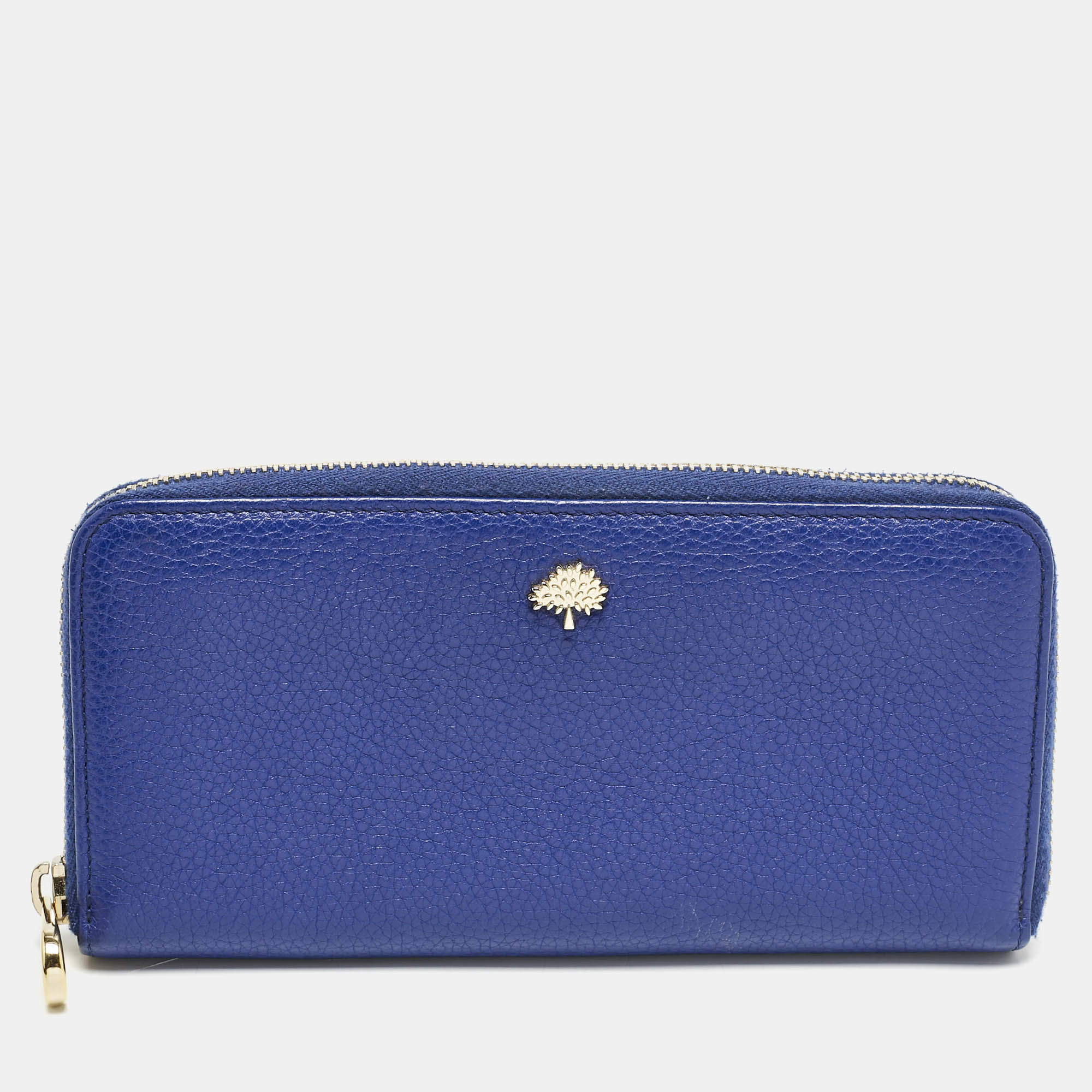 Mulberry Blue Leather Zip Around Continental Wallet