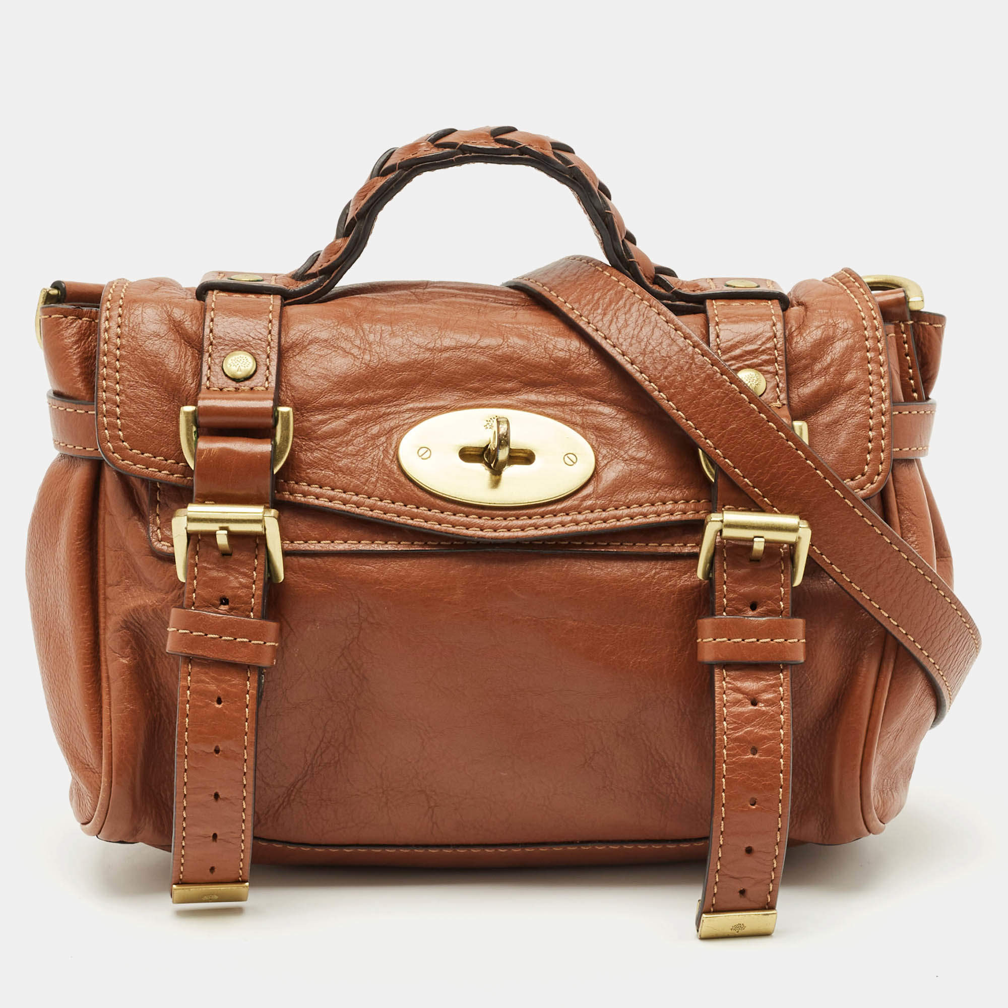 Mulberry Brown Leather Mini Alexa Top Handle Bag